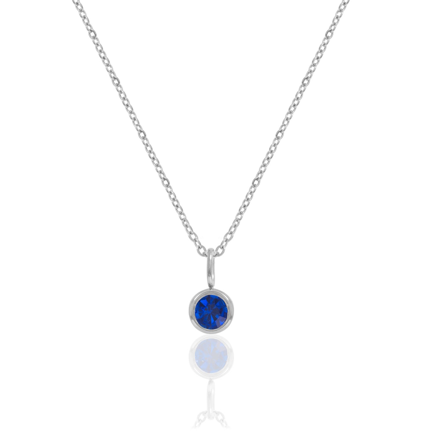 A Weathered Penny Women's Blue / Silver Silver Birthstone Necklace - September In Silver