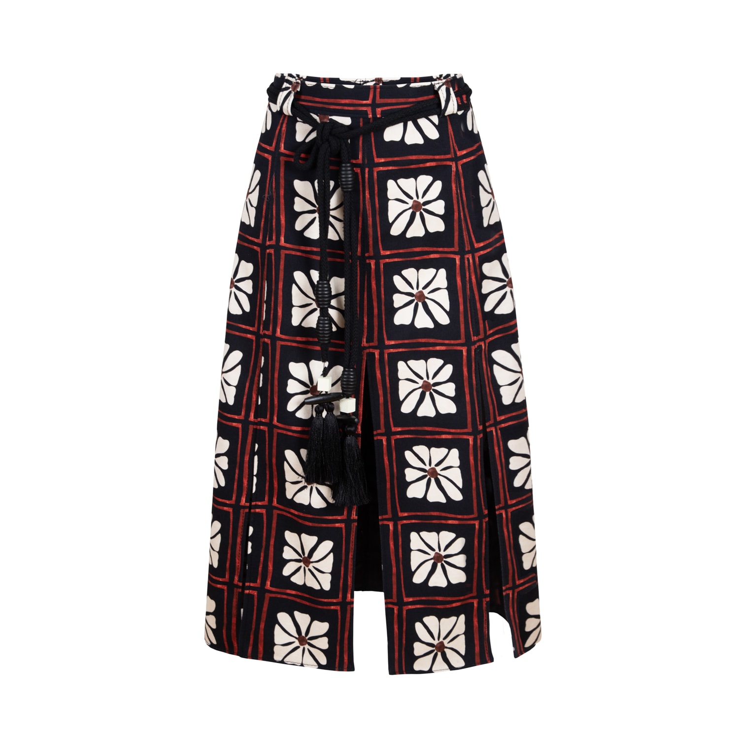 Women’s Mathias - Leaf Patterned Midi Skirt With Slits Small Elissa Studio