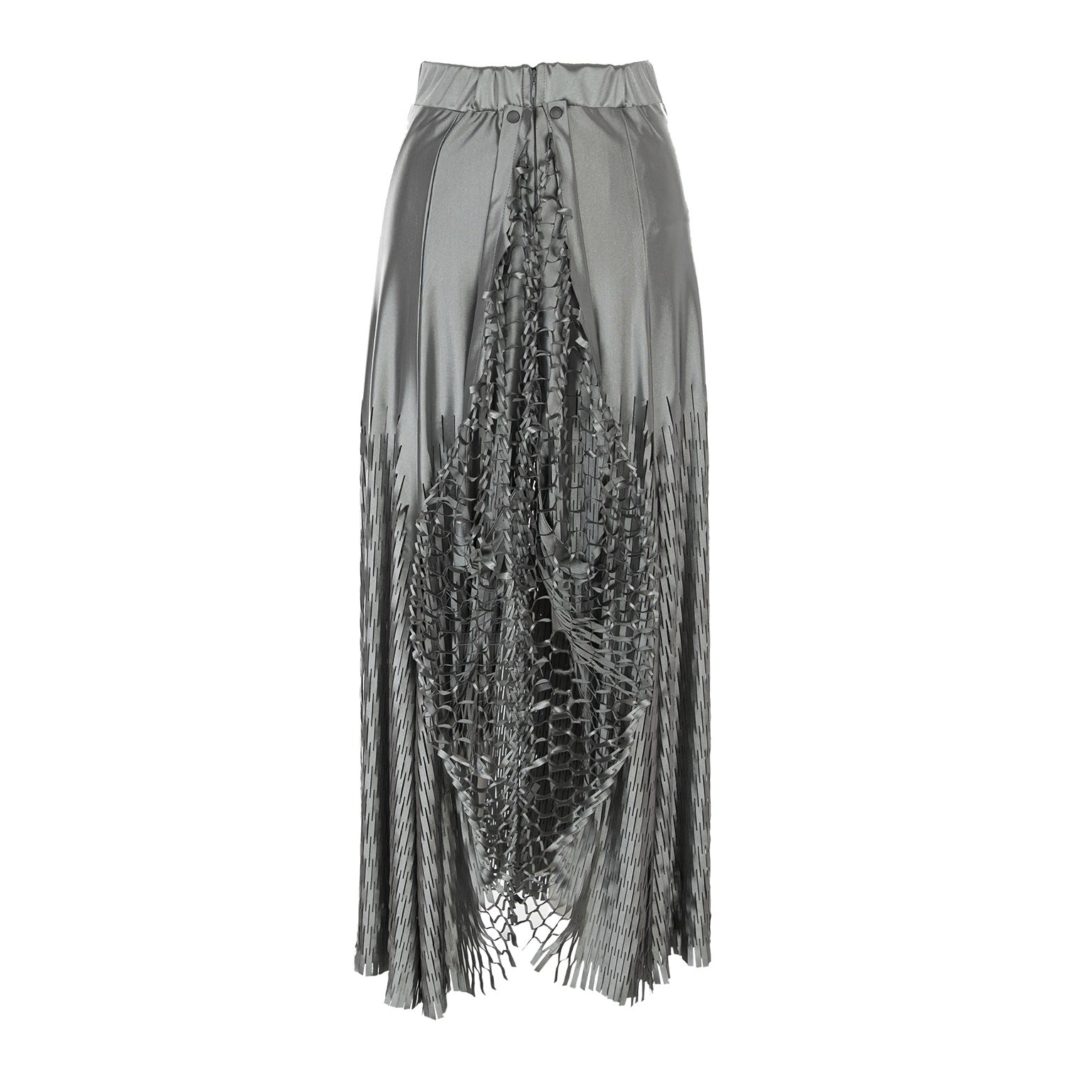 Women’s Laser Cut Silver Paneled Skirt Small Silvia Serban