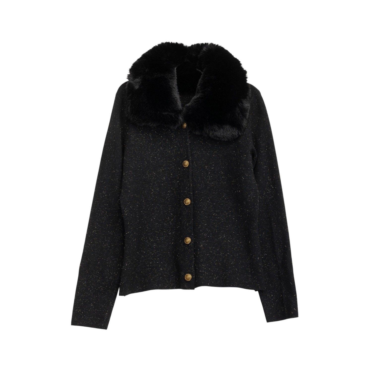 Niza Women's Black Jacket With Gold Buttons On The Front In Black