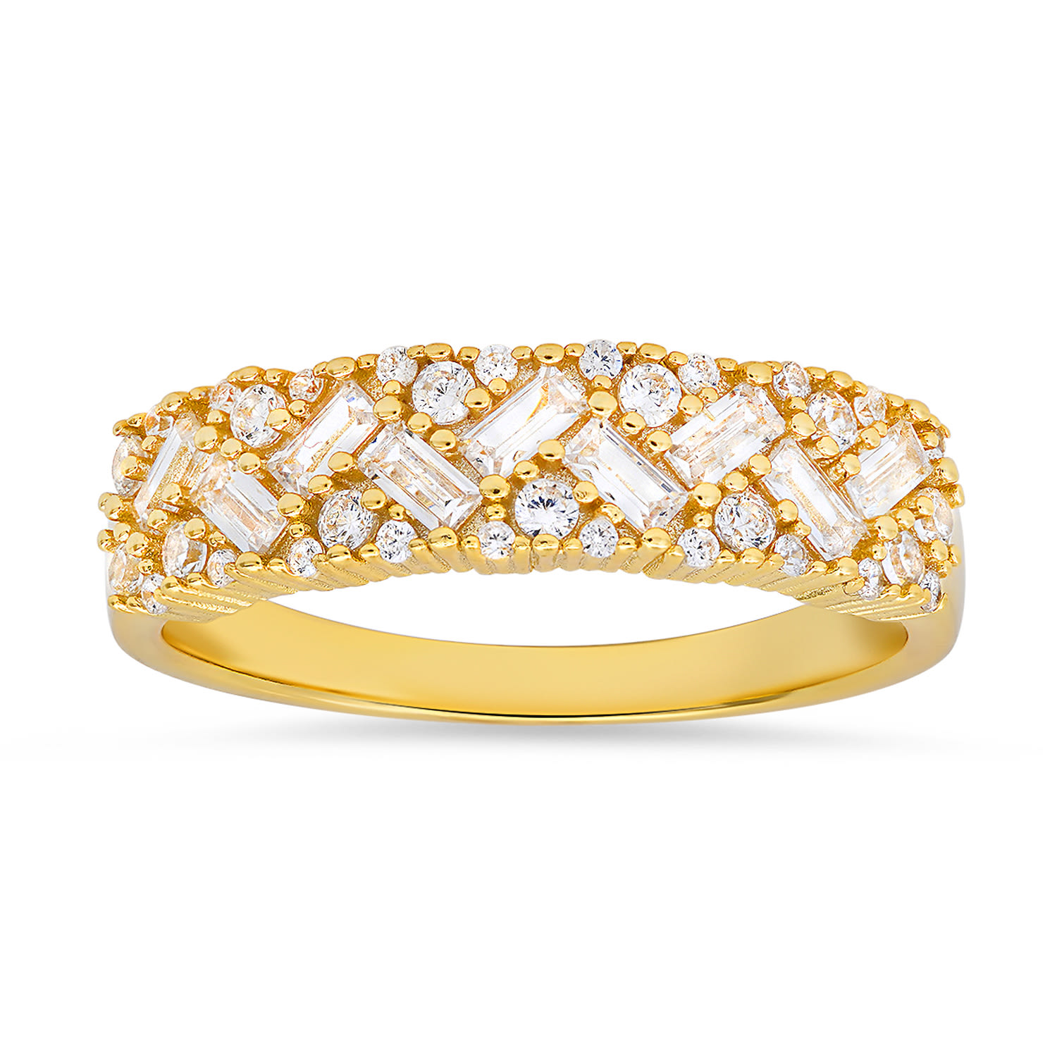 Kylie Harper Women's Gold Multi Cut Diamond Cz Band Ring