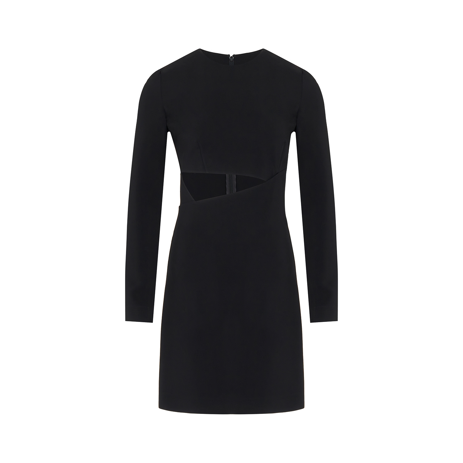 Rue Les Createurs Women's Cutout Detail Crew Neck Black Mini Dress In Black