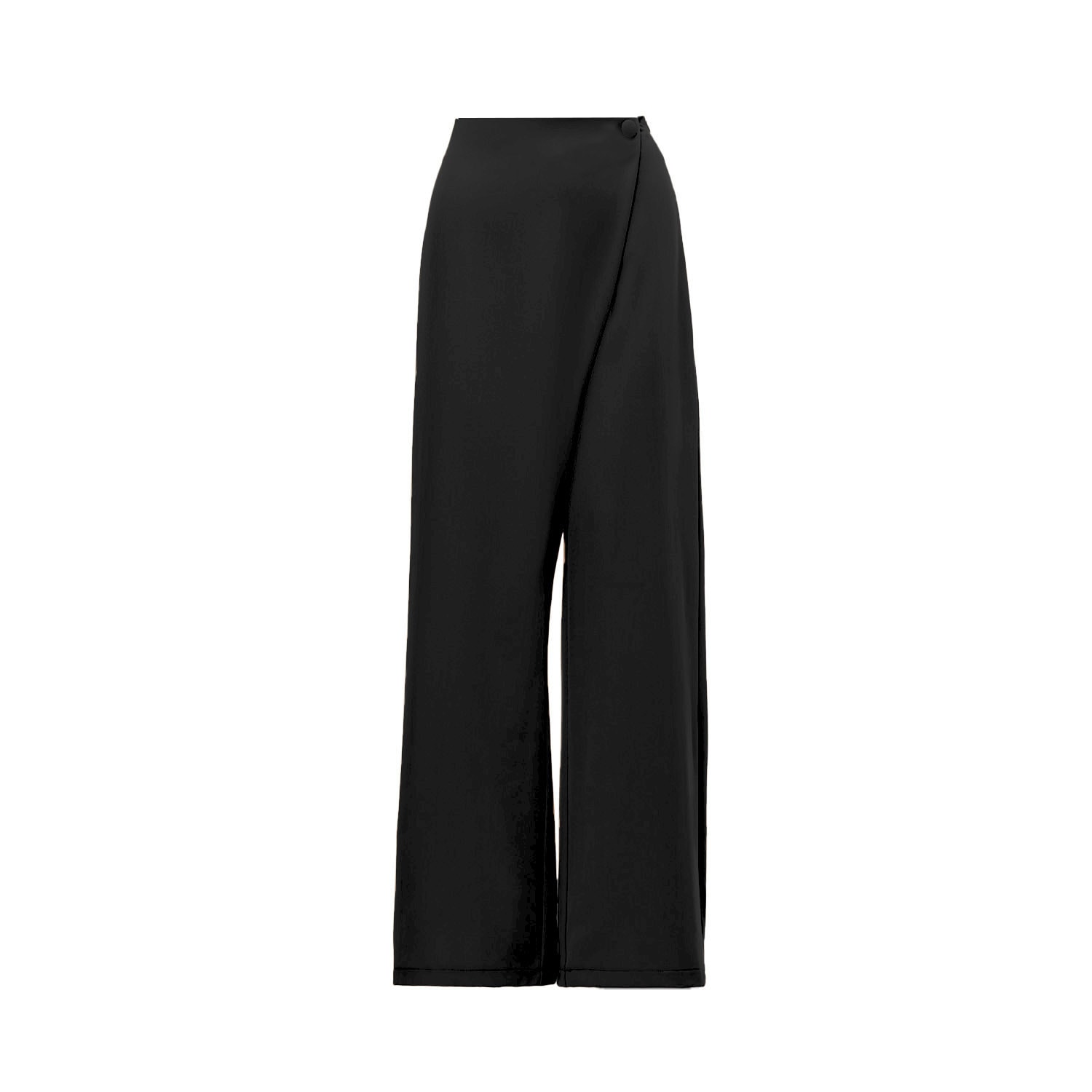 Women’s Black Asymmetrical Wide Leg Trousers With Button Extra Small Bluzat