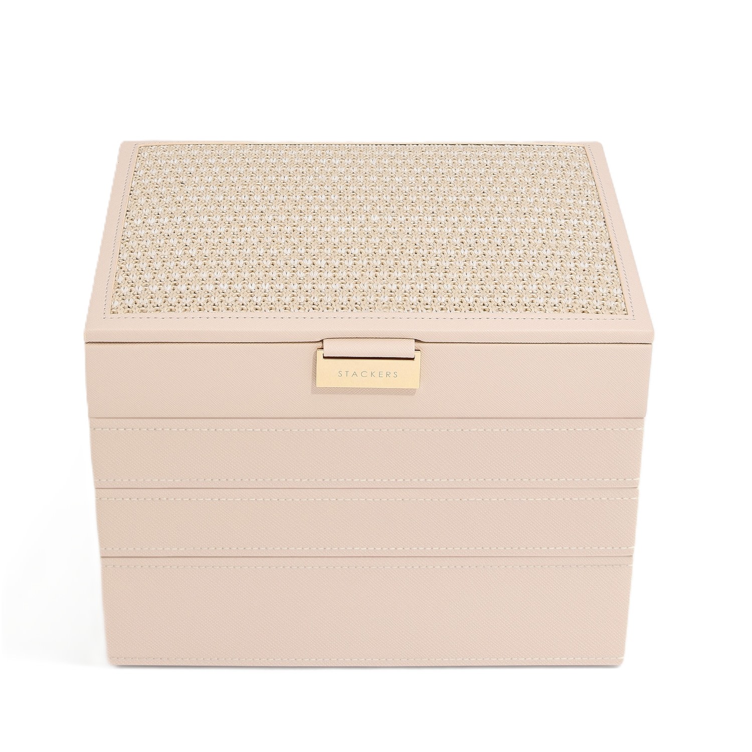 Stackers Women's Pink / Neutrals  Raffia Blush Pink Jewellery Box Classic Set Of Four In Pink