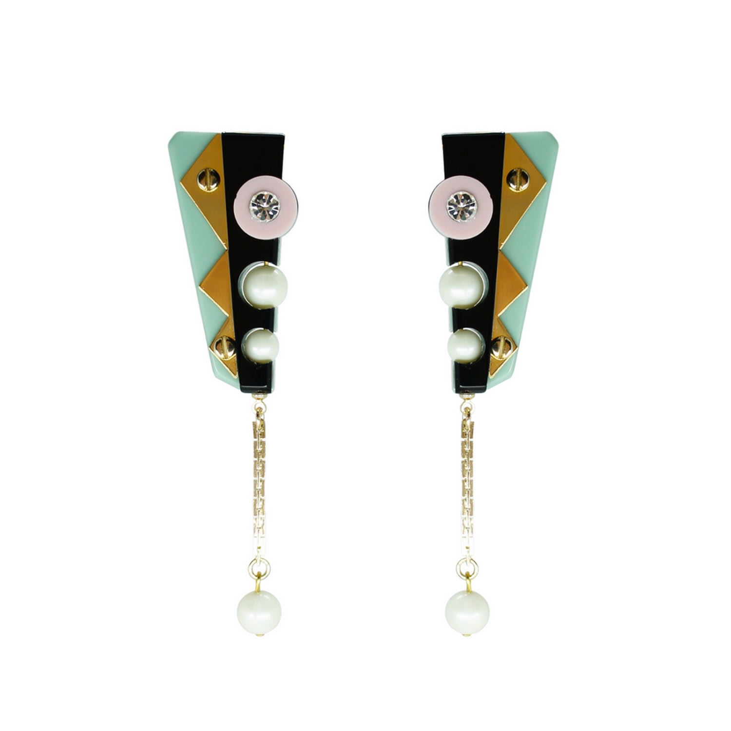 Gissa Bicalho Women's Green / Black Handmade Acrylic Earring Short Inti Green