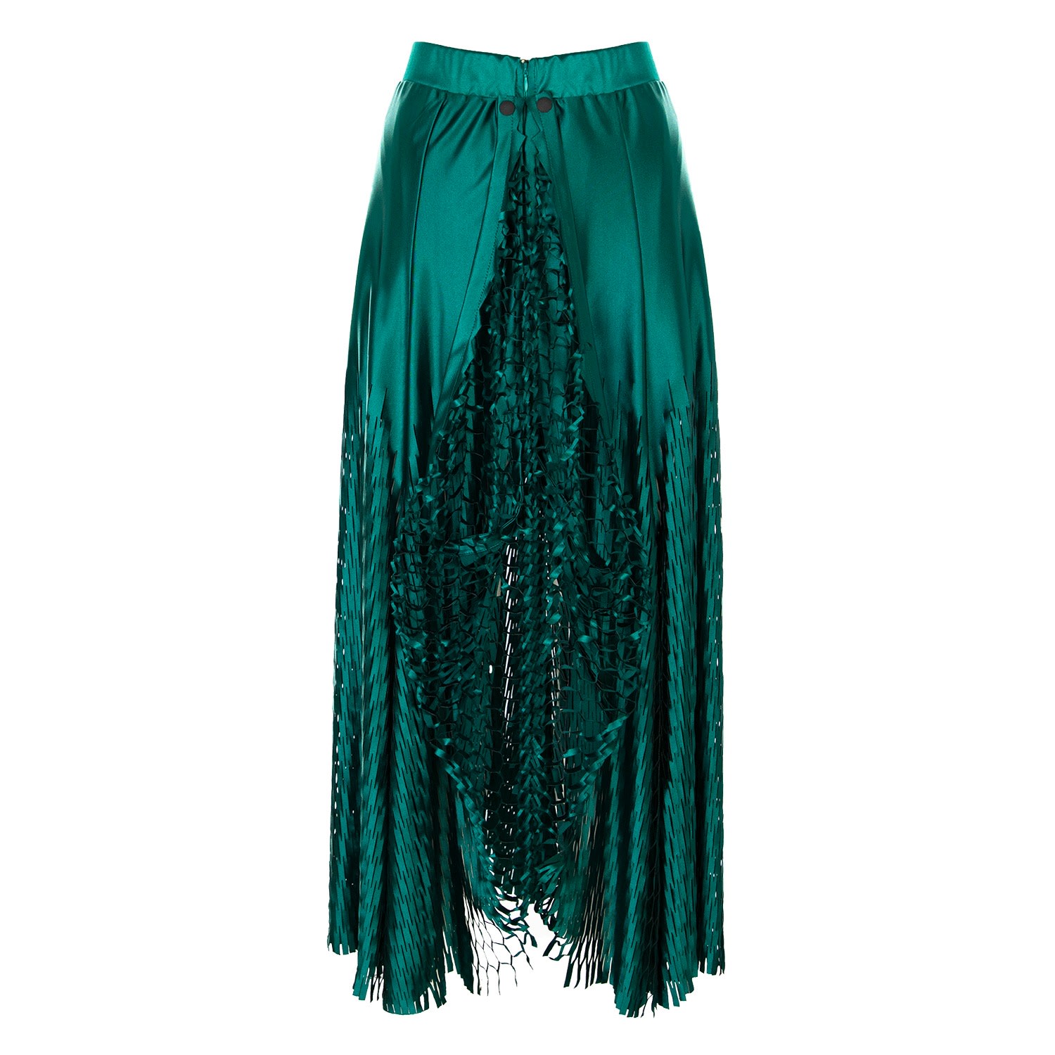 Women’s Laser Cut Green Paneled Skirt Large Silvia Serban