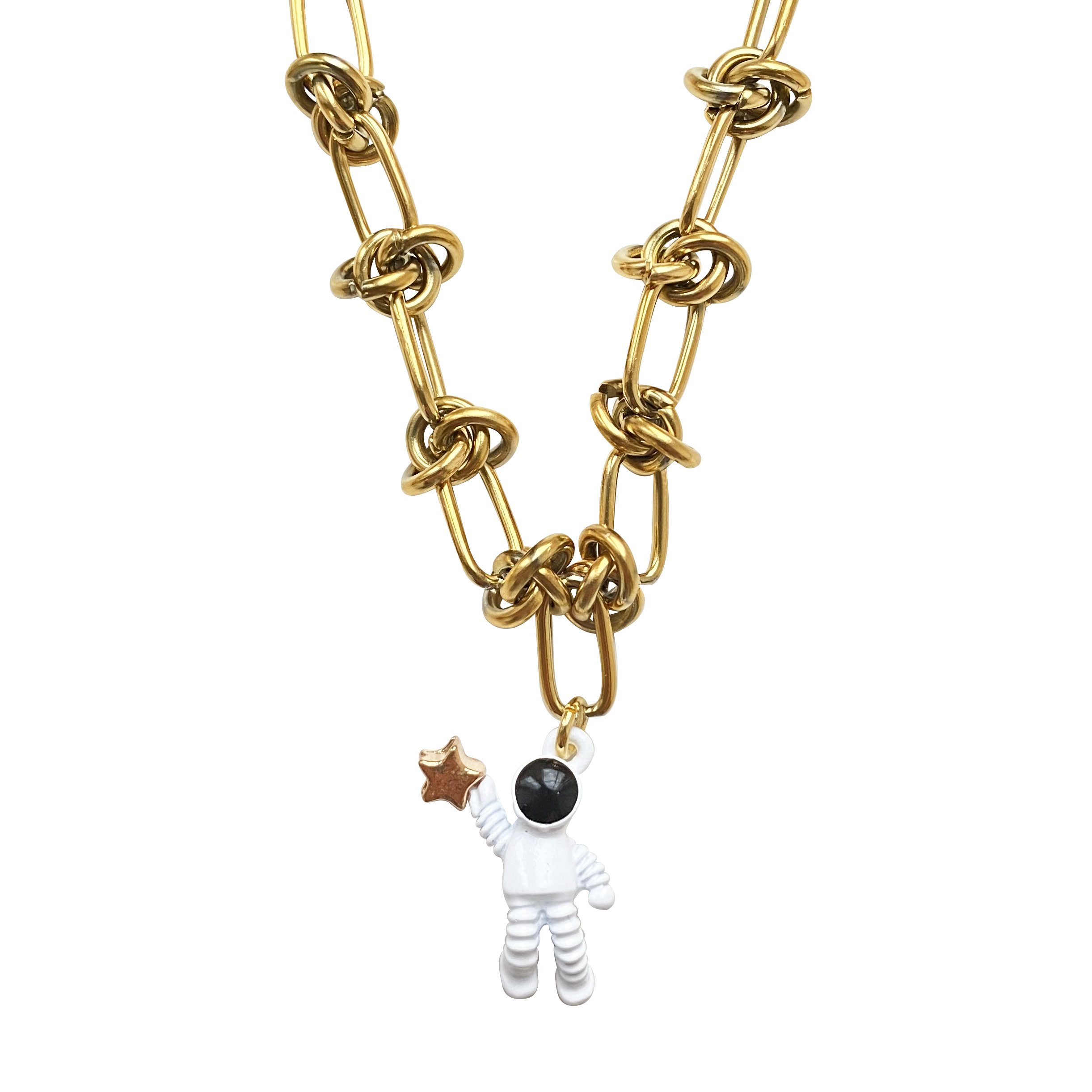 Women’s Gold / White Chunky Bold Chain Necklace Astronaut Smilla Brav