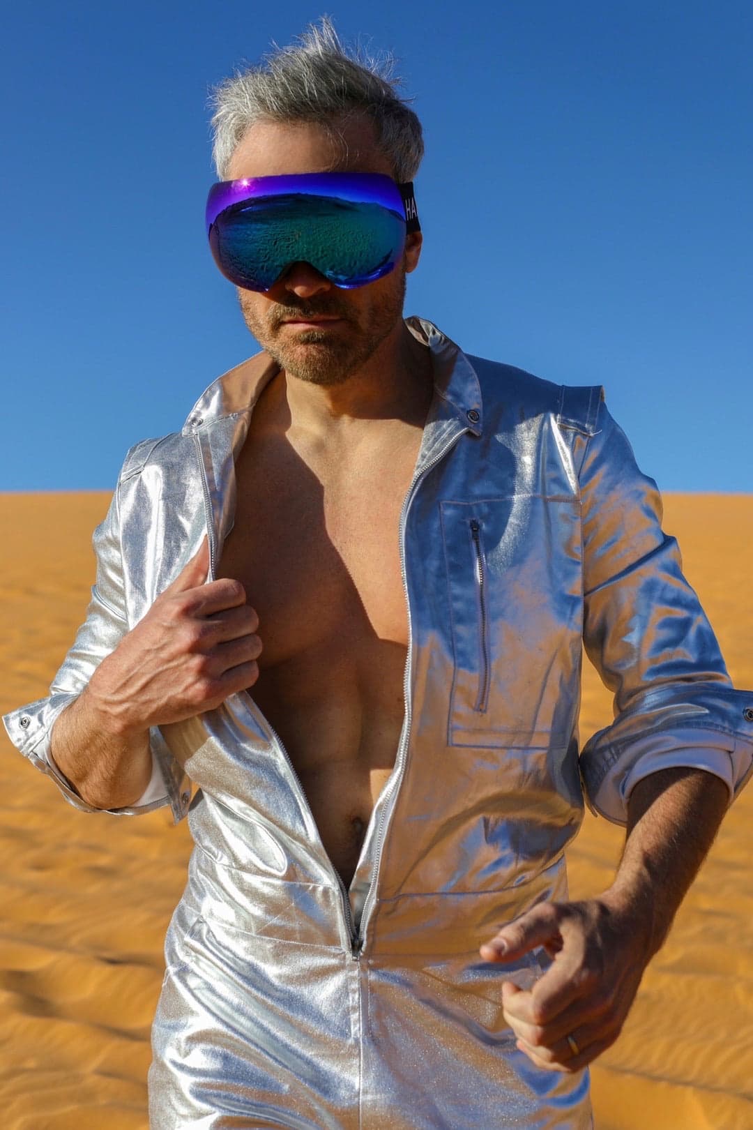 Lemuria Men's Silver Denim Jumpsuit By Dani Watanabe | HARMONIA NY