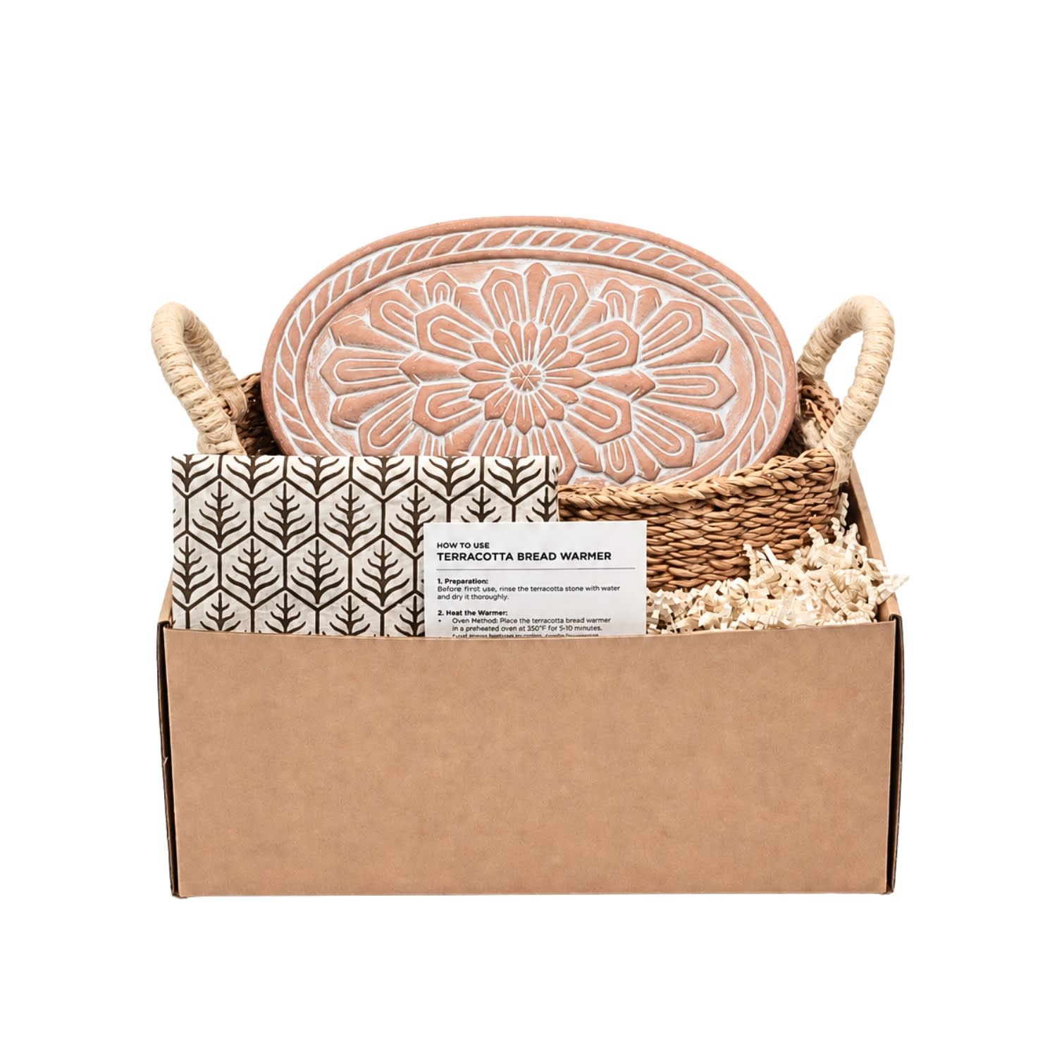 Bread Warmer & Basket Gift Set With Dark Brown Tea Towel - Flower | Korissa