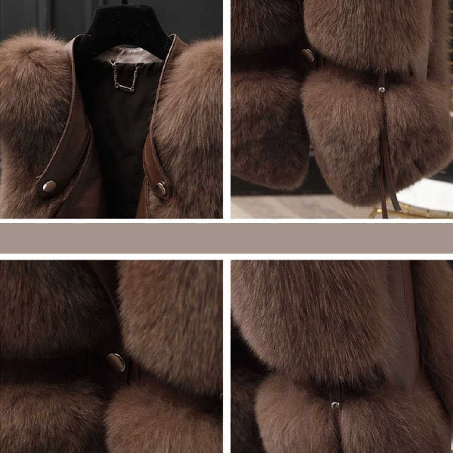 Galaxy Brown Vest Eco Fox Fur Friendly Zipper | WJY STUDIO LONDON