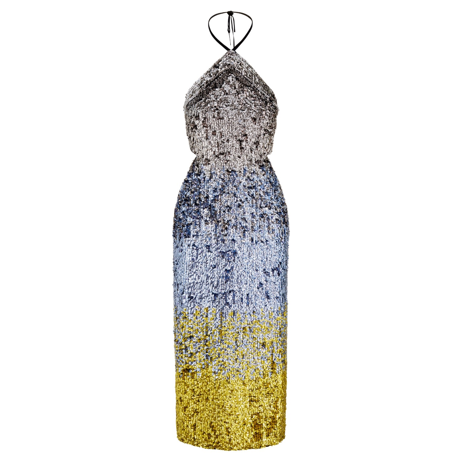 Women’s Zephyr Midi Dress In Ombre Sequins Small Raevynn