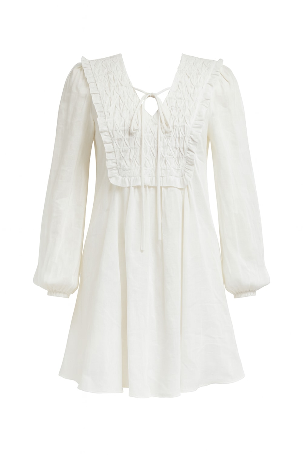 Women's Neutrals / White Chaney Long Sleeve Linen Mini Dress