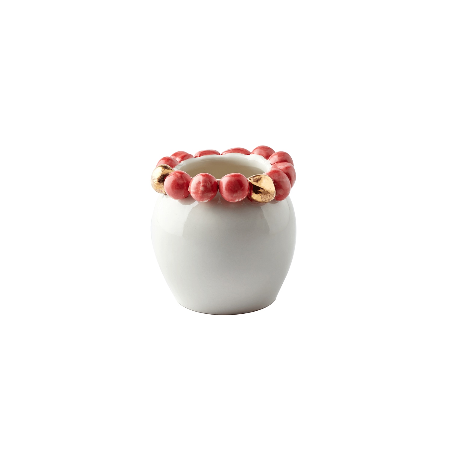 Maji Atelier Neutrals / Gold / Red Cosmos Porcelain Vase, Gold-red Detail In White
