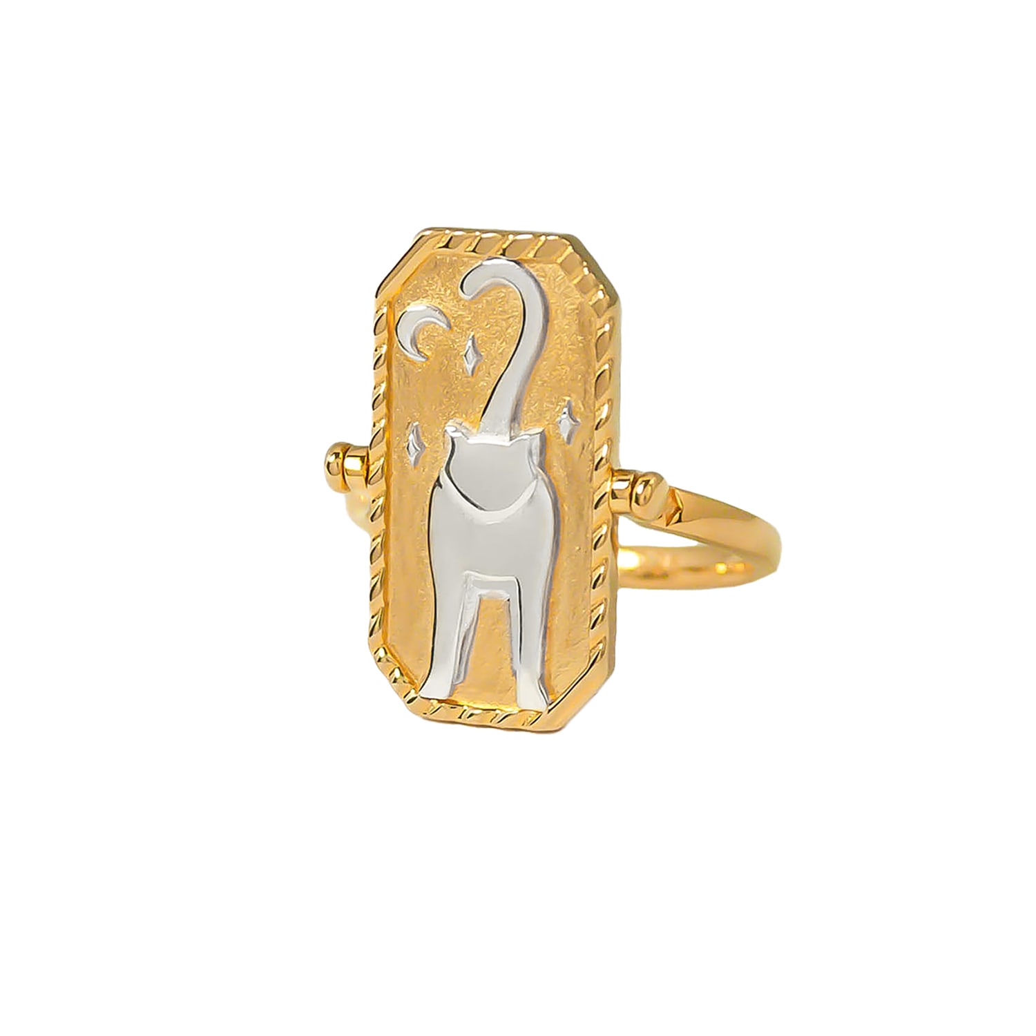 Women’s Gold / Silver Meowdy Cat Mood Ring Marie June Jewelry