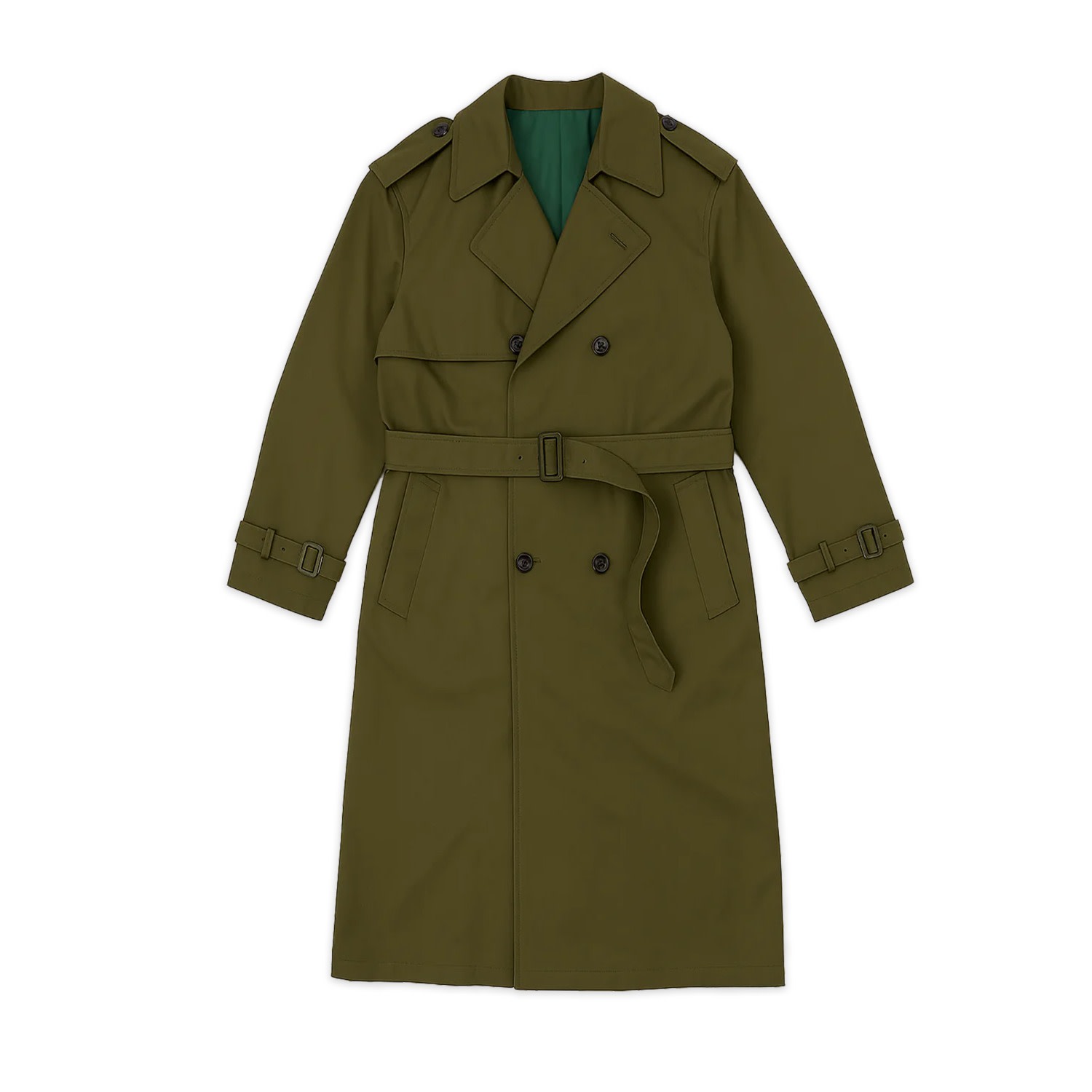 Éclectique Men's Green Double Gun Flap Trench Coat In Green