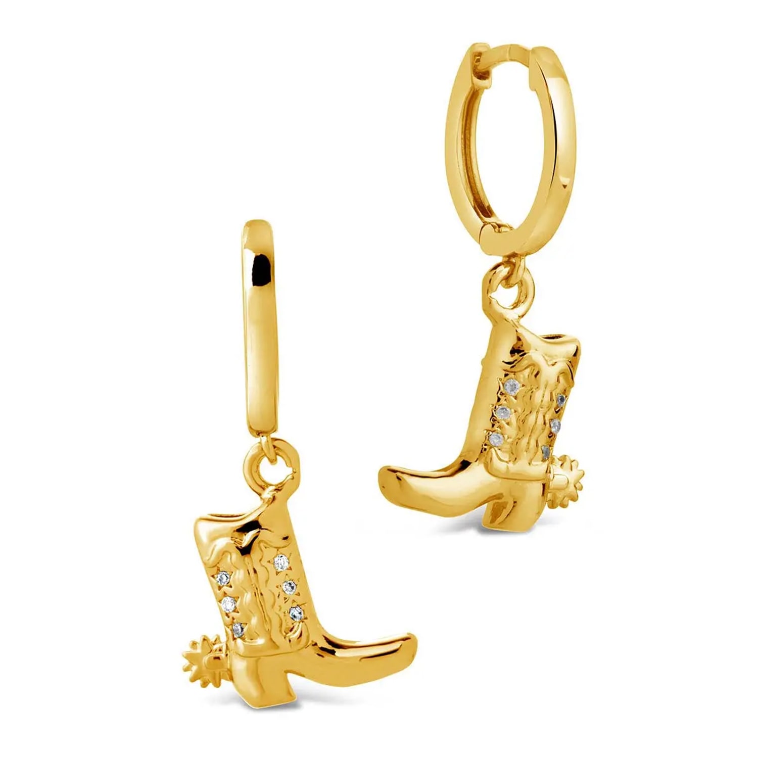 Women&rsquo;s Jessie Cowboy Boot Gold Huggie Hoop Earrings | Shaded the Label