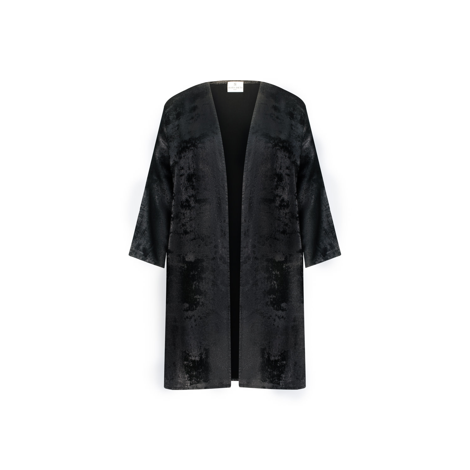 Dhara Sheth Dubai Women's Shadow Of Sequin Shimmer Black Short Kimono - Party Dress In Black