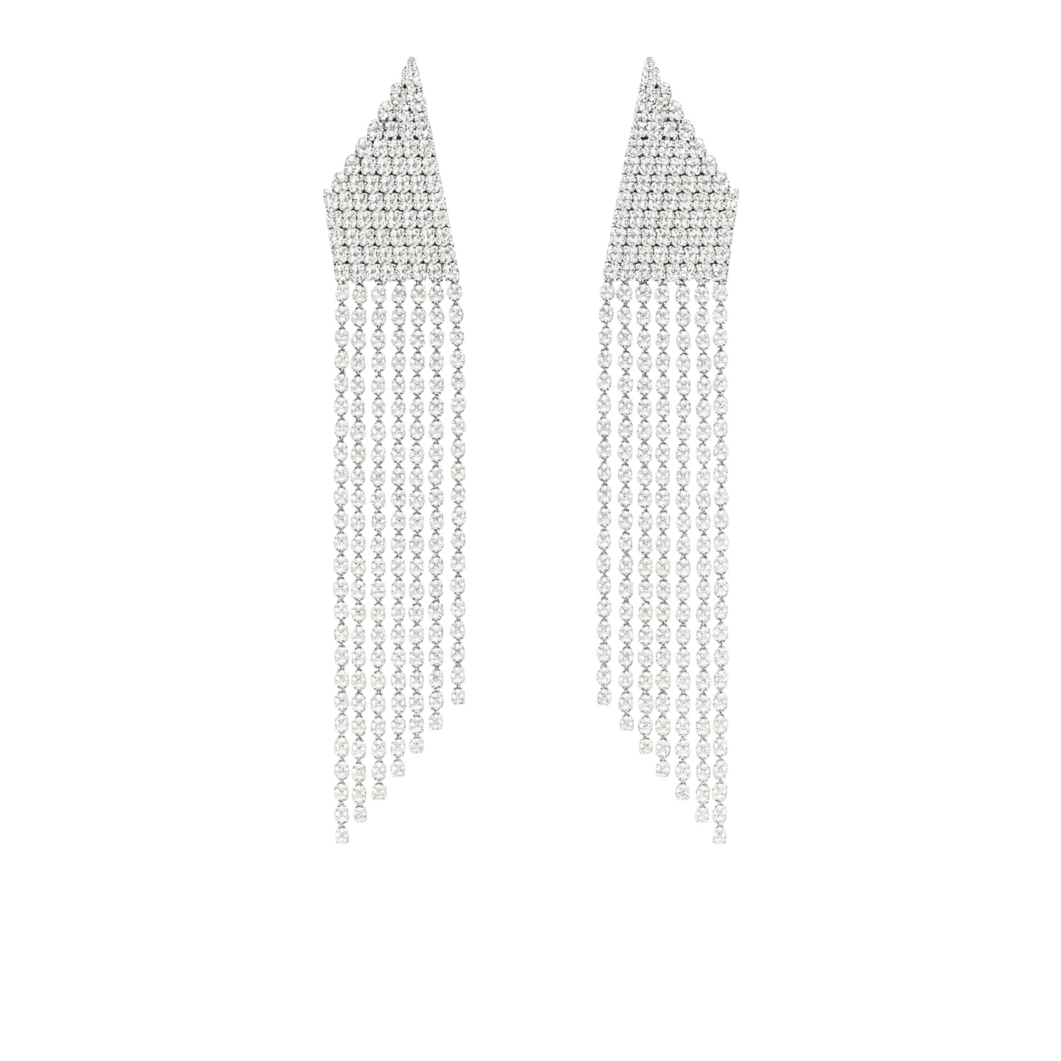 The Gala Women's Silver Triangular Fringe Statement Earrings In Metallic