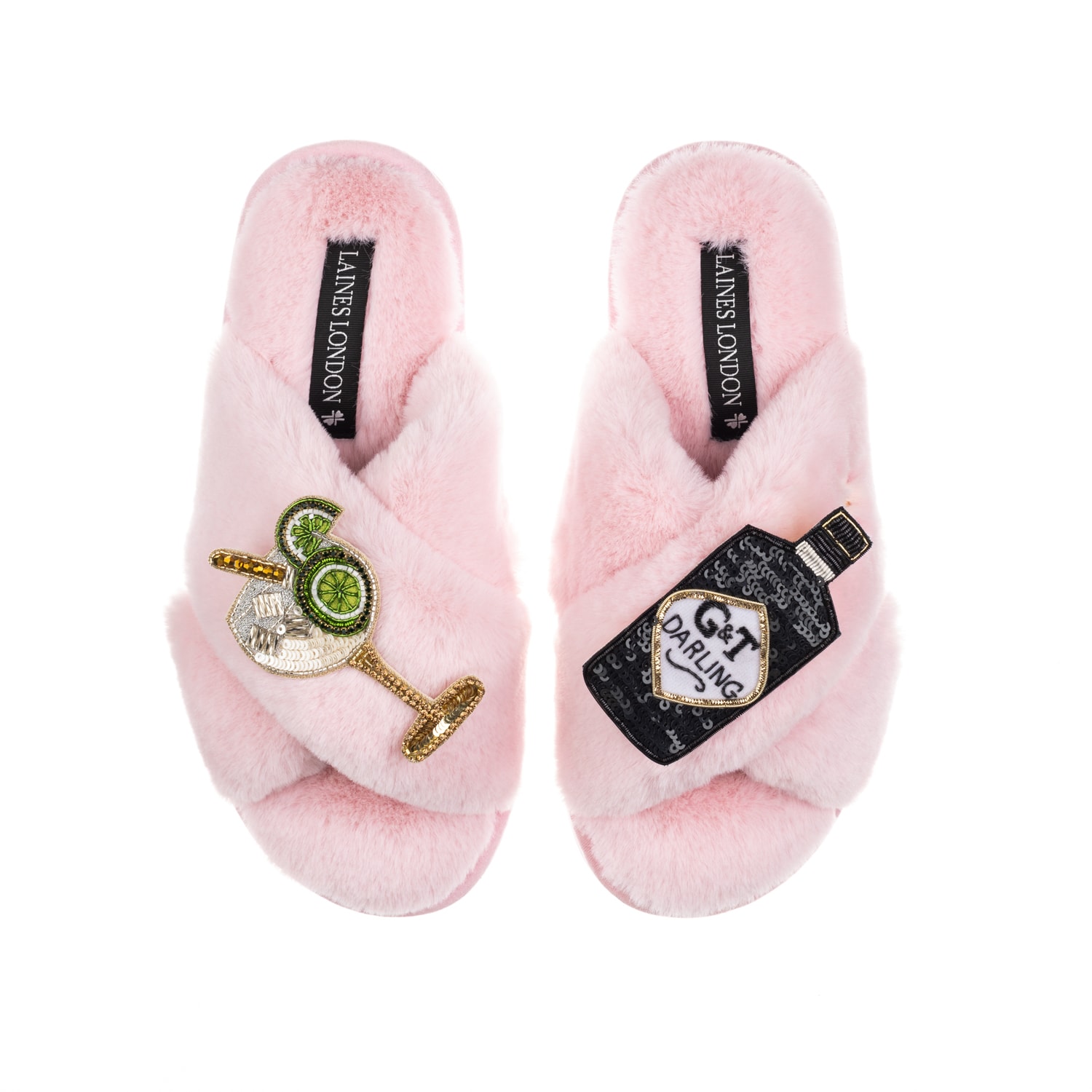 Laines London Women's Pink / Purple Classic Laines Slippers With Botanical Gin & Glass Brooches - Pink In Pink/purple