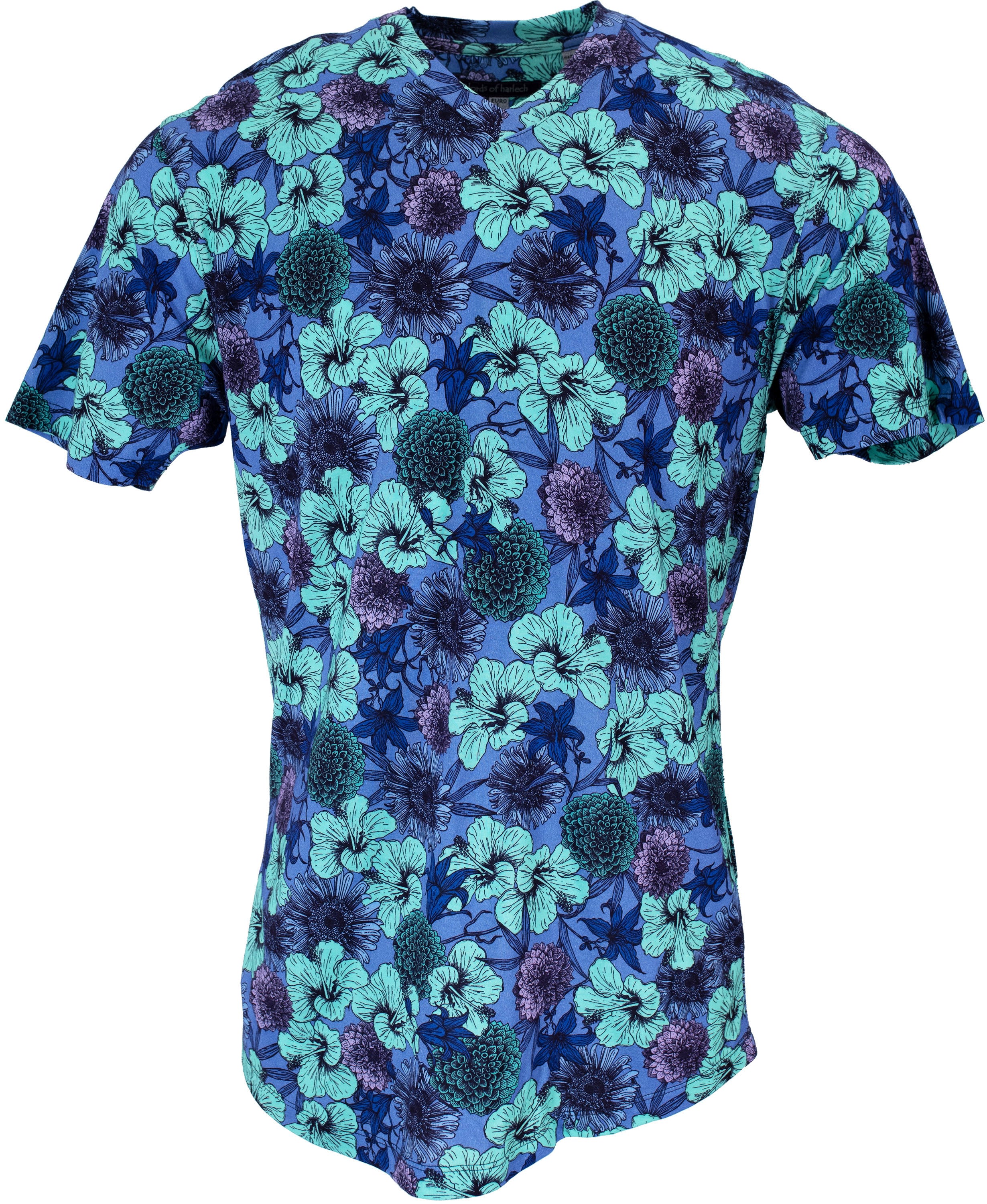 Lords Of Harlech Maze Hibiscus Garden Shirt In Blue In Green/blue/pink
