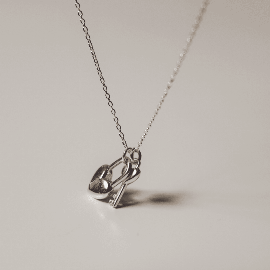 The Heart Series Gold Heart Lock & Key Necklace by FV Jewellery