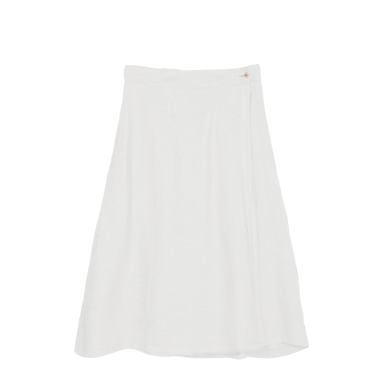 Reistor Women's Overlap Midi White Cotton Skirt In White