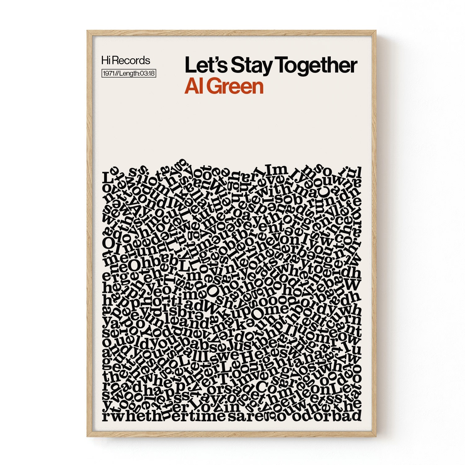 White Lets Stay Together - Al Green - Song Lyric Print - A2 Reign & Hail