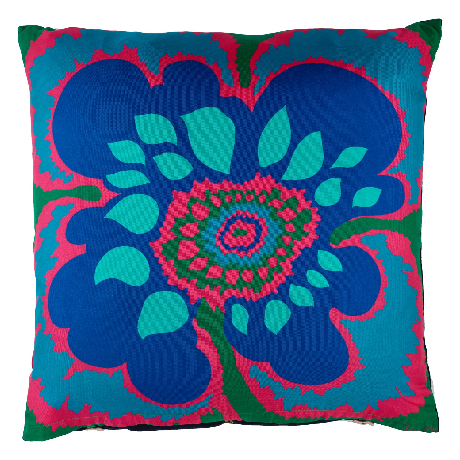 Green / Blue / Pink Blue Elsa Silk & Velvet Cushion Richard Allan London