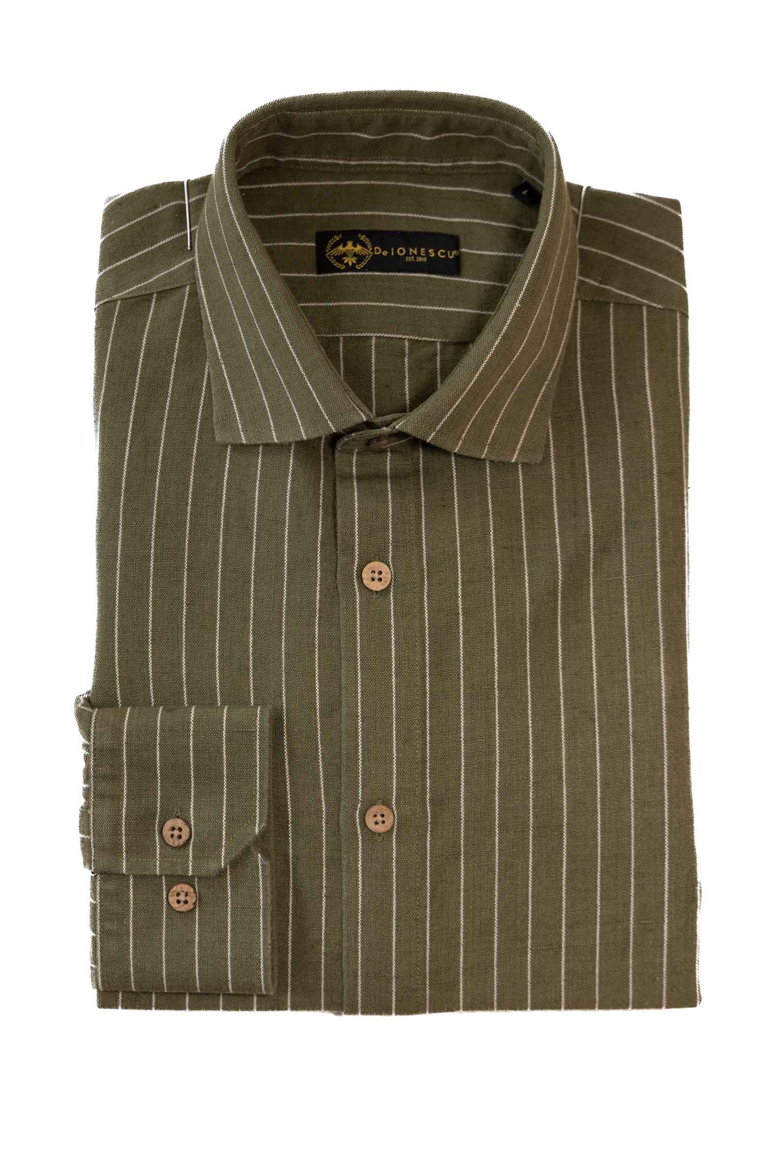 Men’s Green The Calimani Linen Shirt - Khaki Large De Ionescu Est. 2019