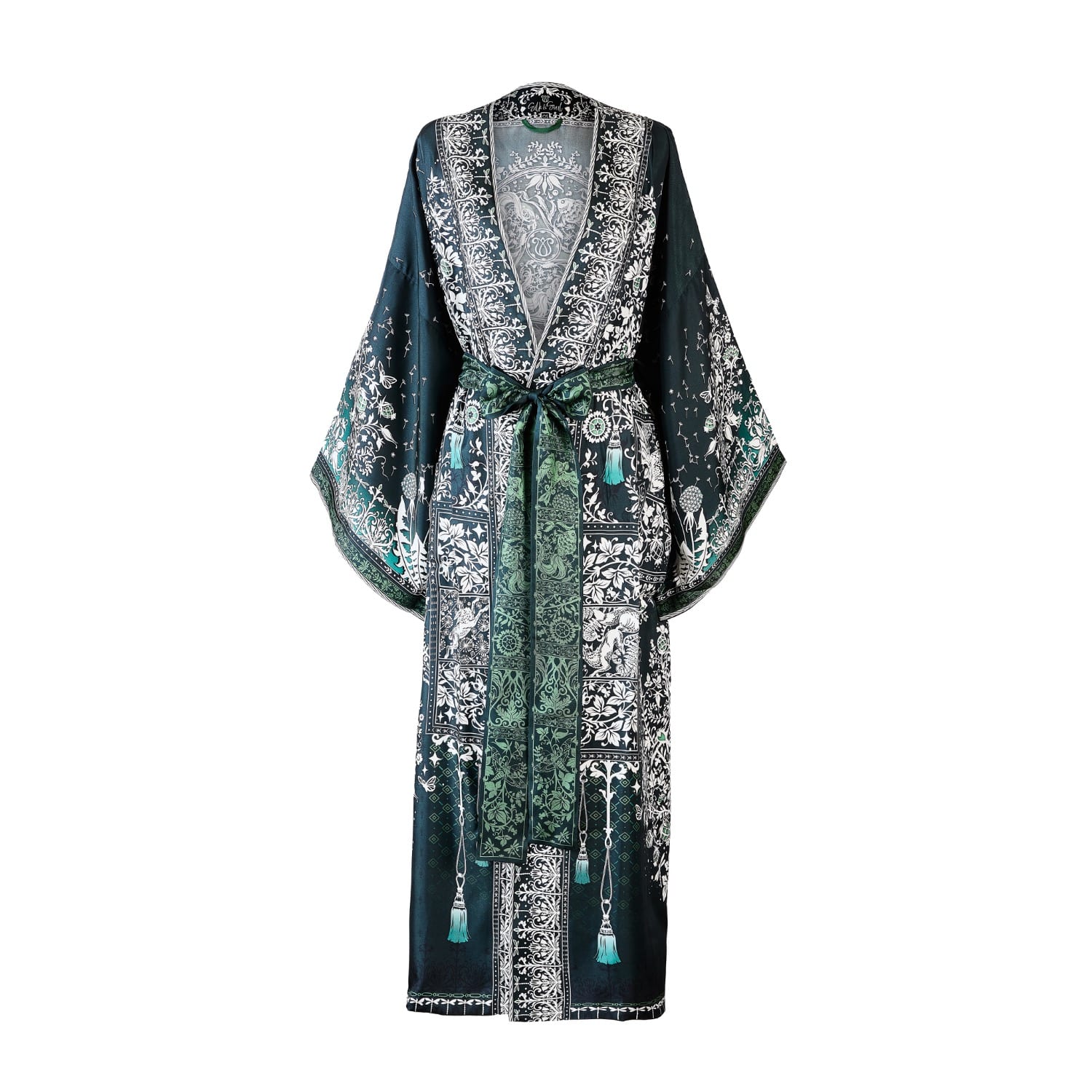 Women's Tree Of Life Silk Robe In Green | One Size | Silk&Soul