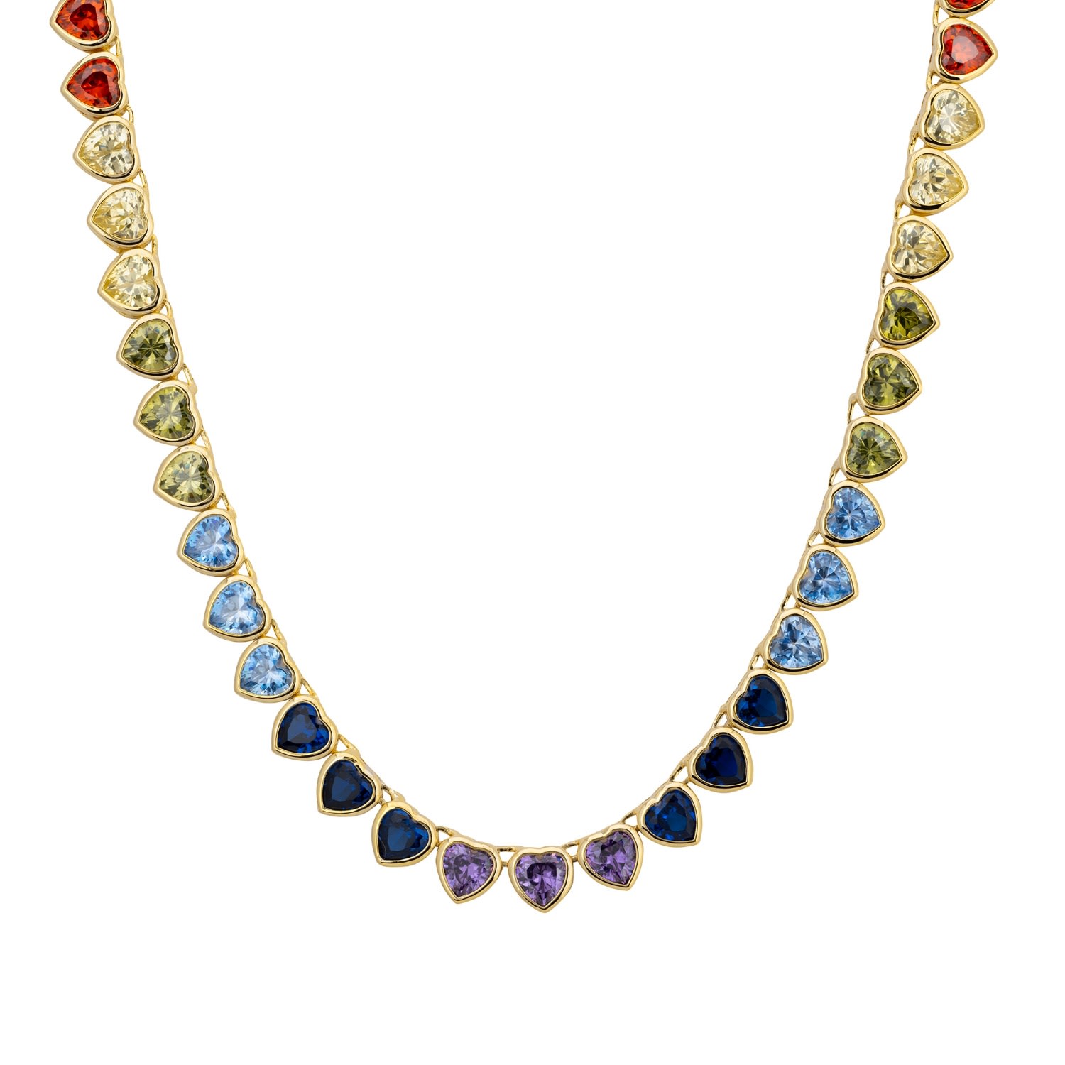 Latelita Women's Heart Garland Rainbow Gemstone Necklace Gold