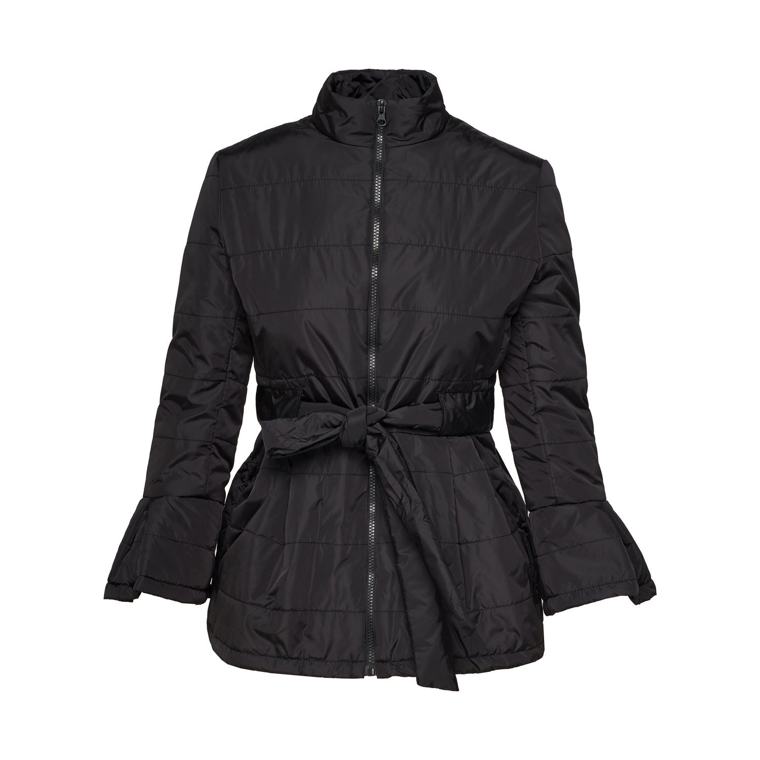 Concept A Trois Women's Black Short Padded Jacket With Flared Sleeves In Black