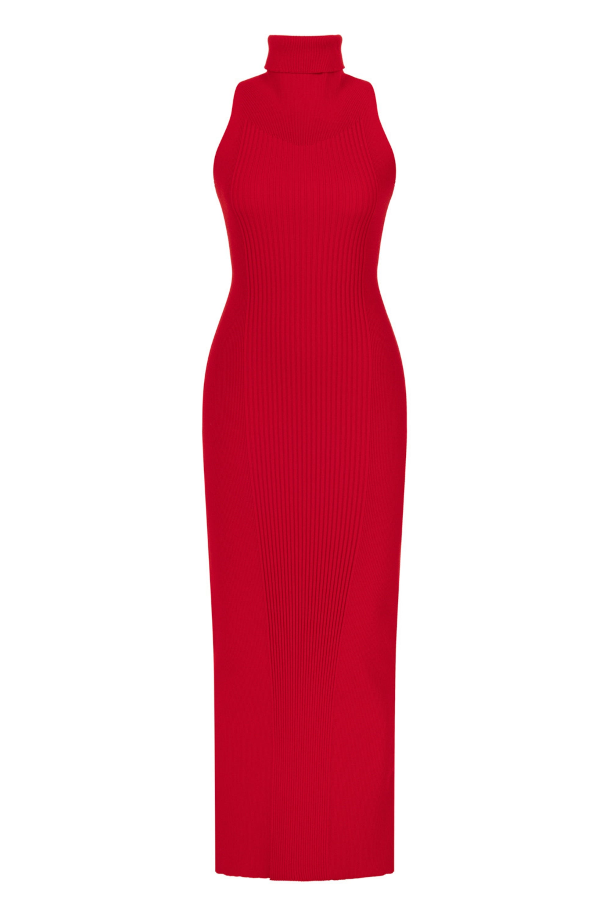 Nocturne Women's Red Turtleneck Long Dress