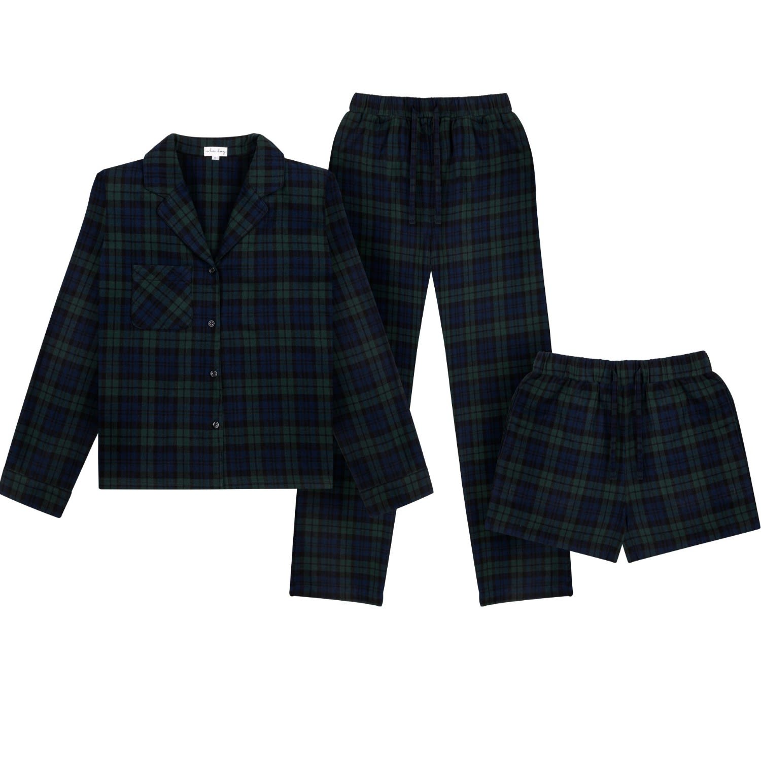 Women’s Green Plaid Flannel Sleep Set Extra Small Isla Day