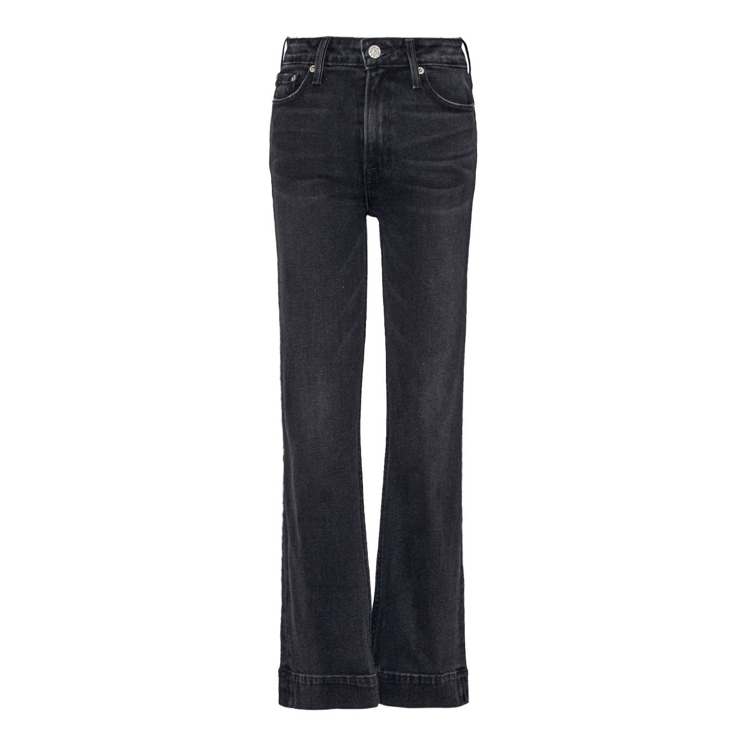 Noend Denim Farrah Kick Flare Jeans In Washed Black In Black