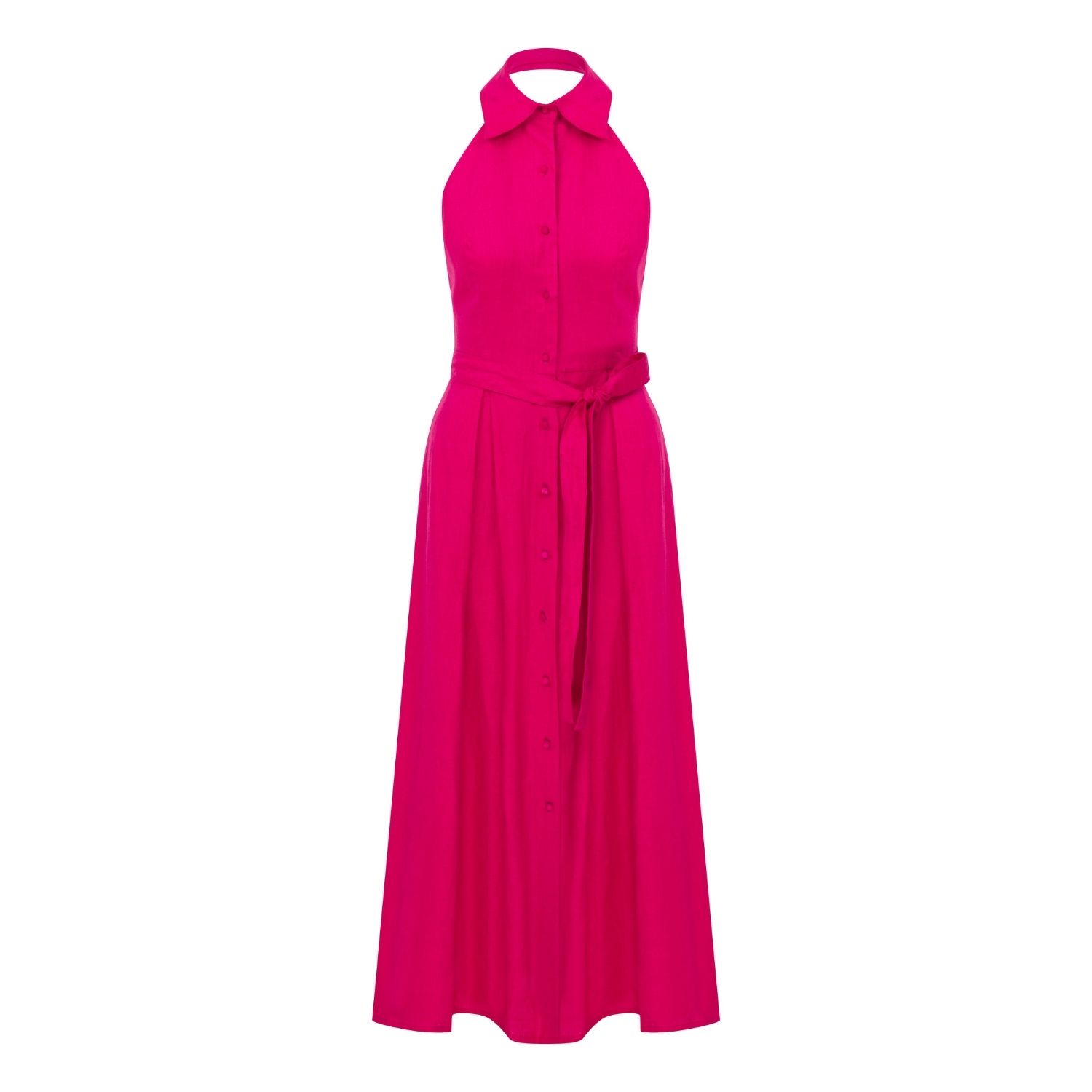 Women's Carrie Linen Midi Dress In Berry Pink | Medium | Nazli Ceren
