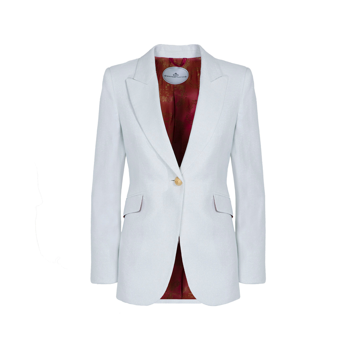 The Extreme Collection Women's White Payton Metallic Linen Blazer
