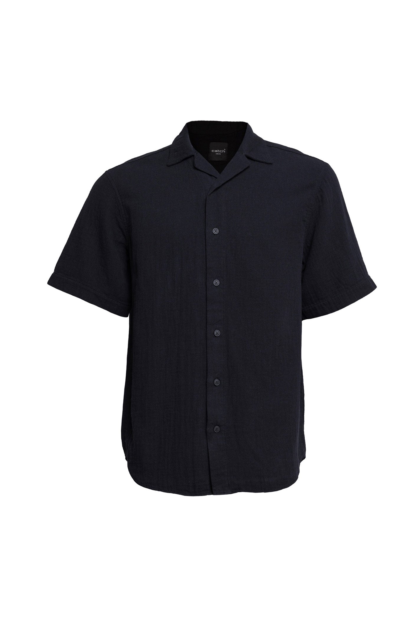 IN THE MIDDLE Short Sleeve Linen Shirt in Black