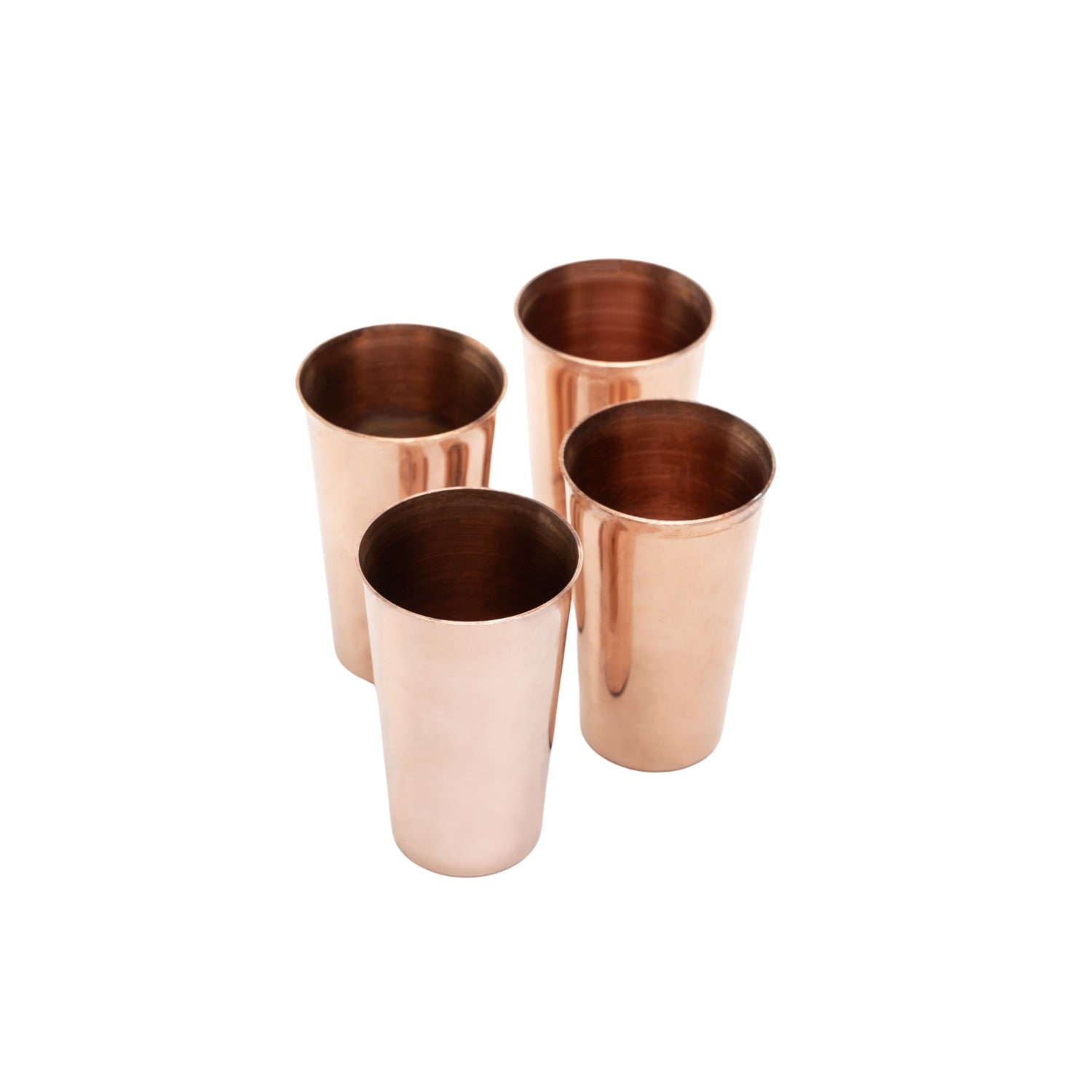 Anatoliacraft Brown Handcrafted Solid Copper Shot Glasses, Four Pieces