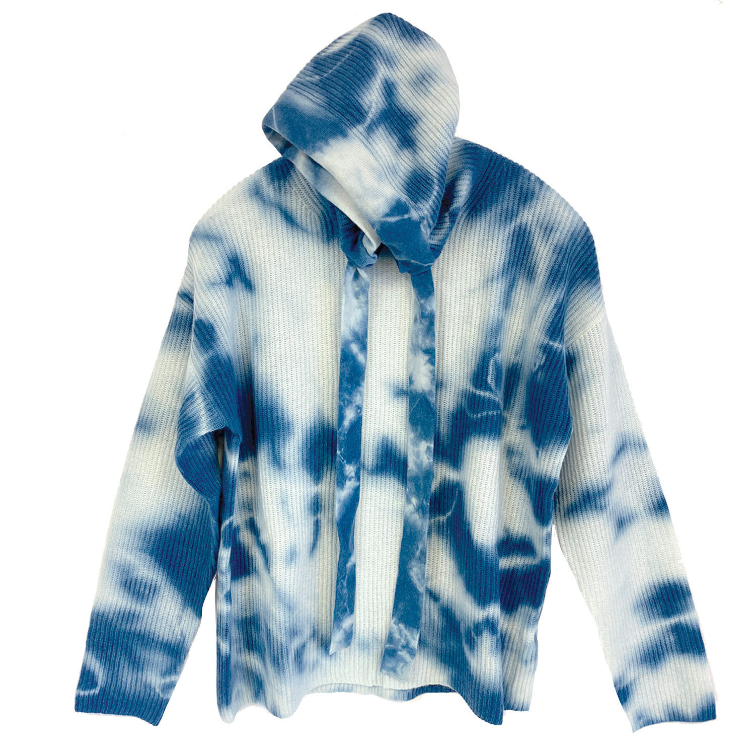 Women’s Blue Cashmere Hoodie - Indigo Shibori Tie Dye Medium Zenzee