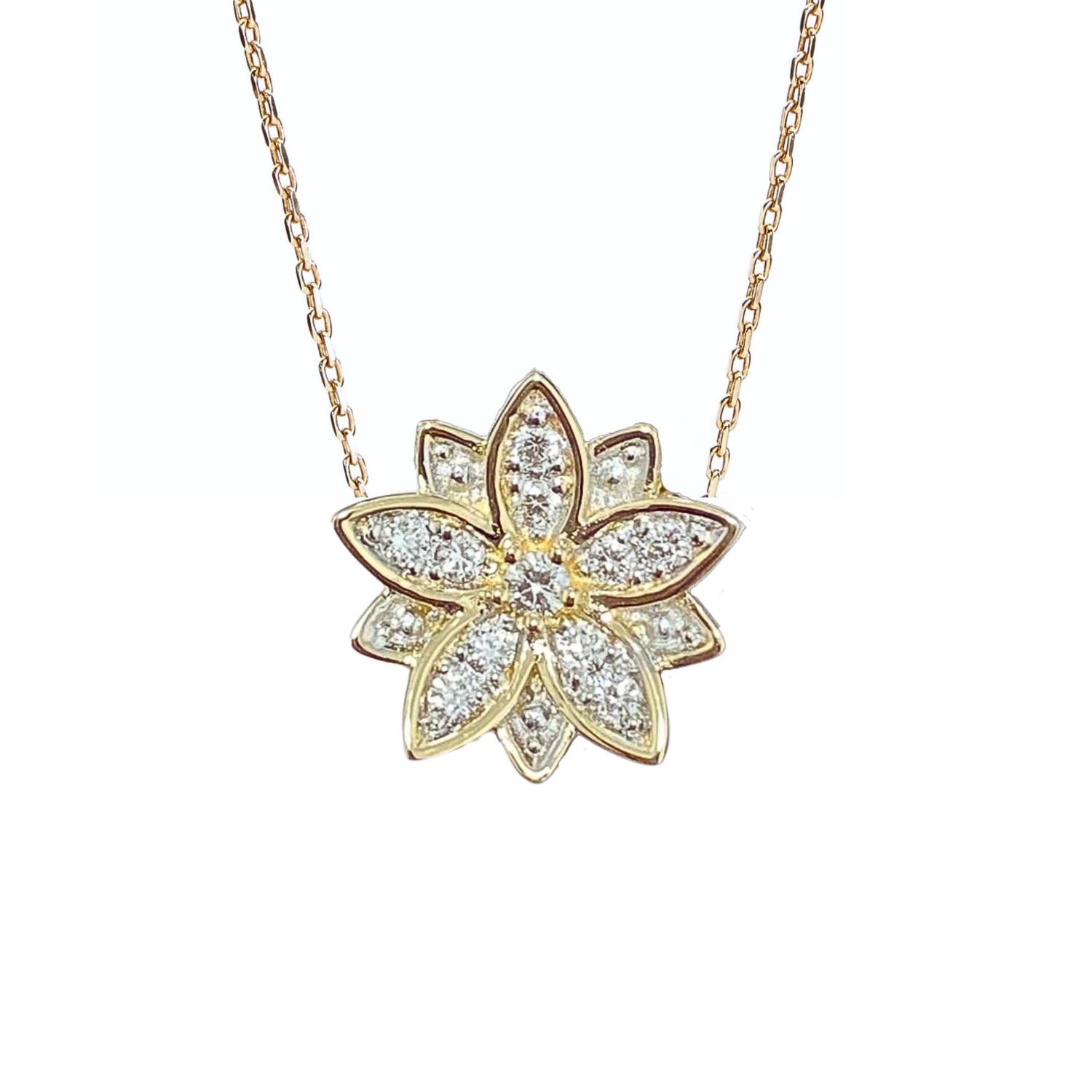 Bloomtine | Earth Angel Hq Women's Eternal Bloom™ 14k Gold Diamond Lotus Flower Choker In Gold