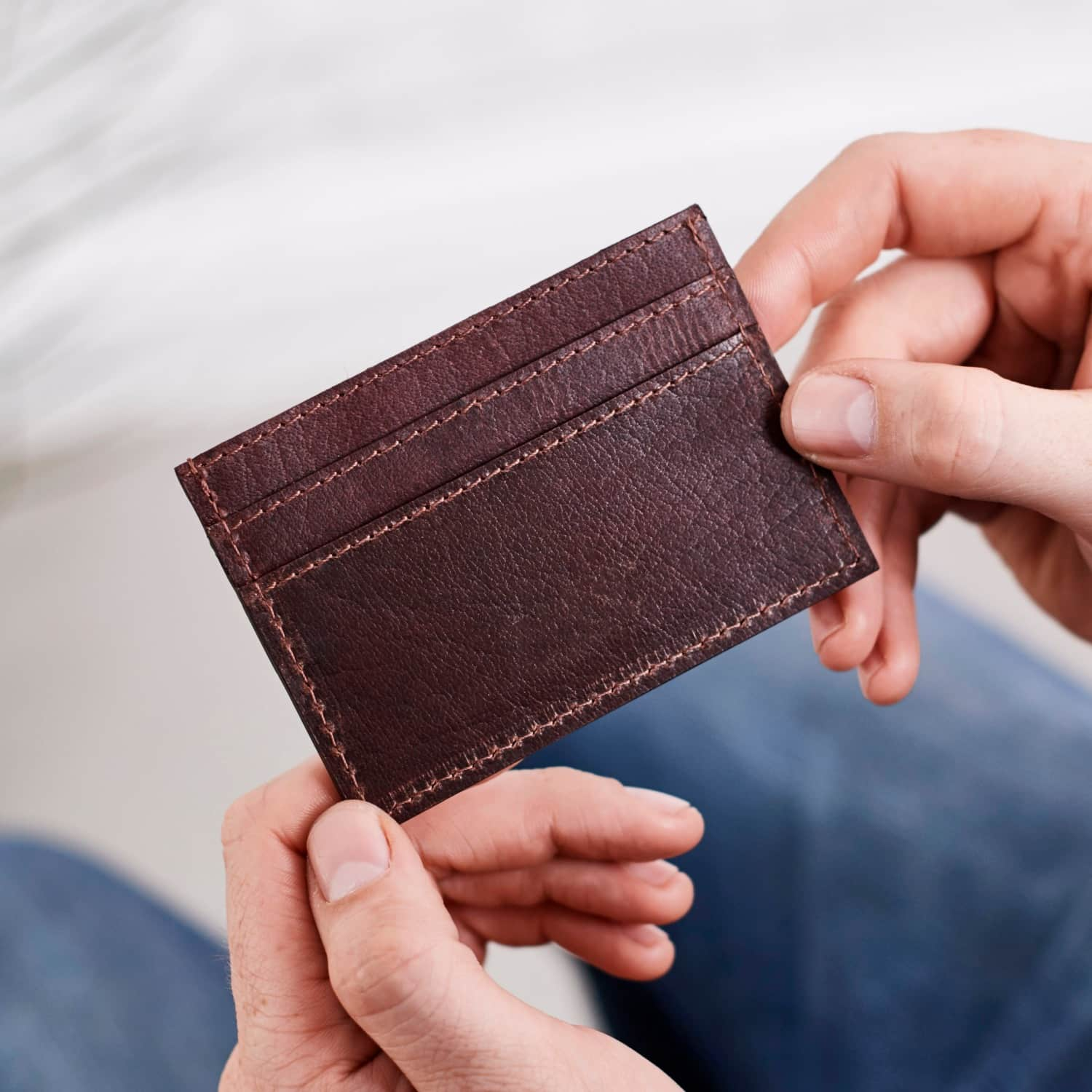 Leather card holder · Brown, Navy Blue, Black · Accessories