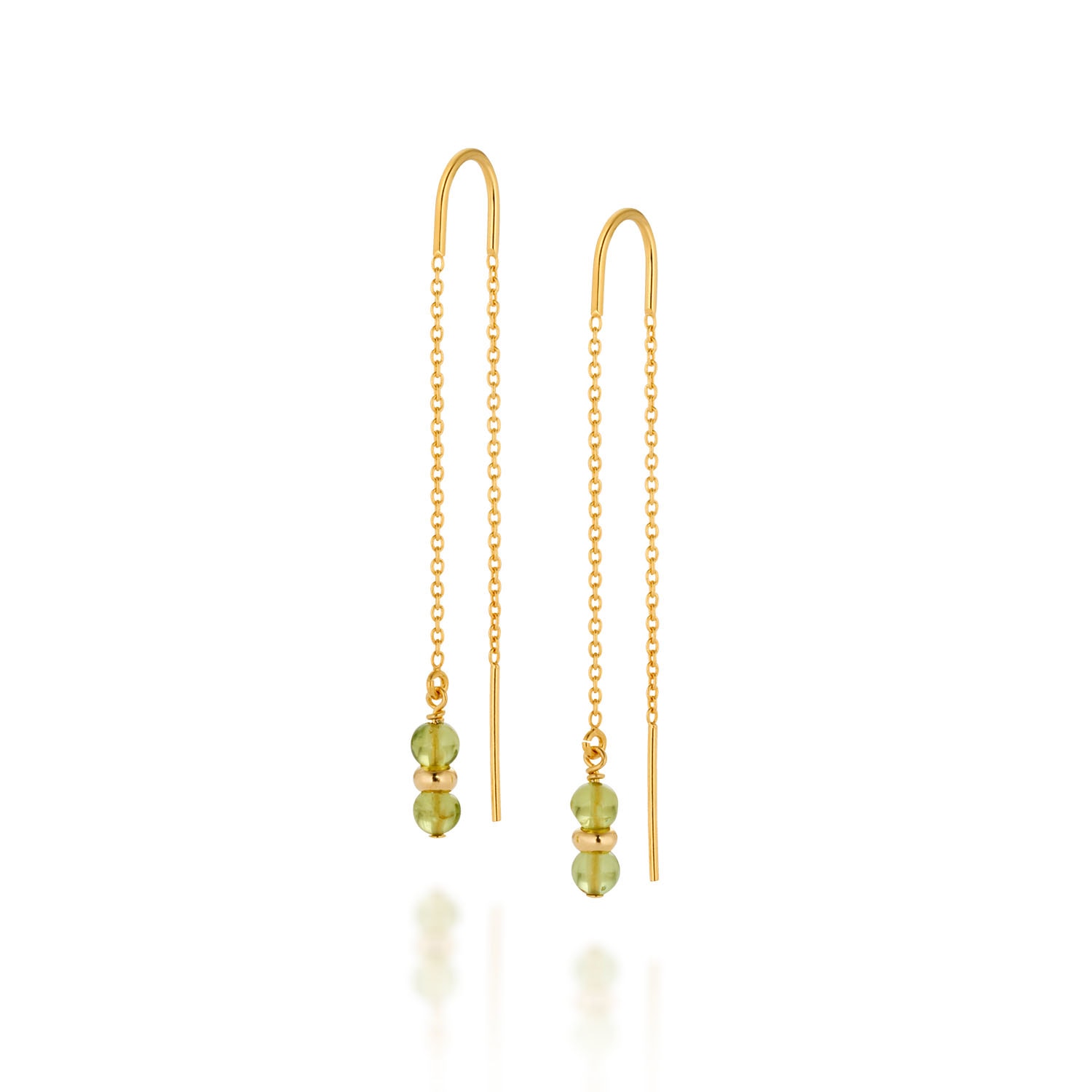 Nellou Jewellery Women's Green / Gold Fall Birthstone Earrings August Peridot Gold Plated Sterling Silver In Multi