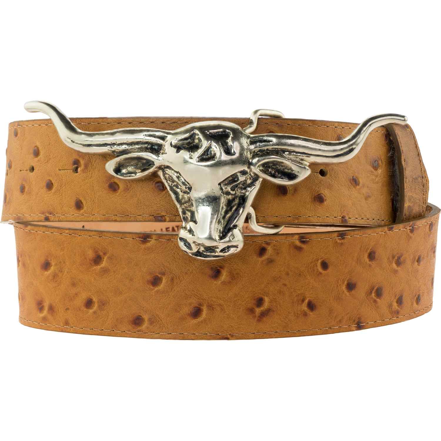 Vintage Ostrich Leather Belt Tan Brown Silver Buckle Western Boho Size 38 Amboise Brown Ostrich Belt – Luxury Italian Craft | Silver  main image 4