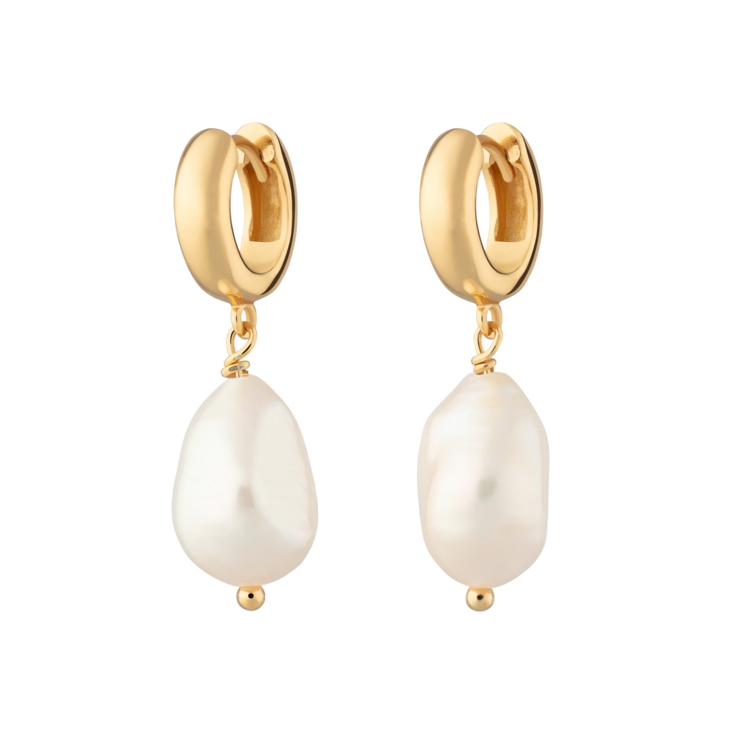 Shop Scream Pretty Women's Gold Baroque Pearl Huggie Earrings