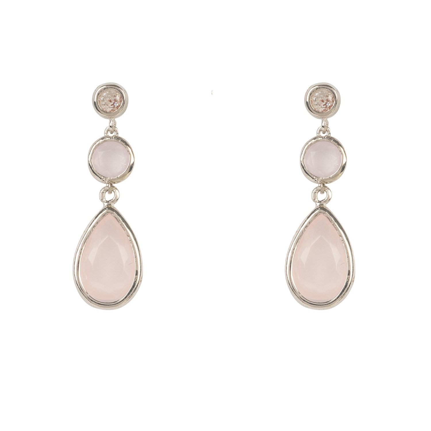 Women’s Neutrals / Silver Tuscany Gemstone Drop Earring Silver Rose Quartz Latelita