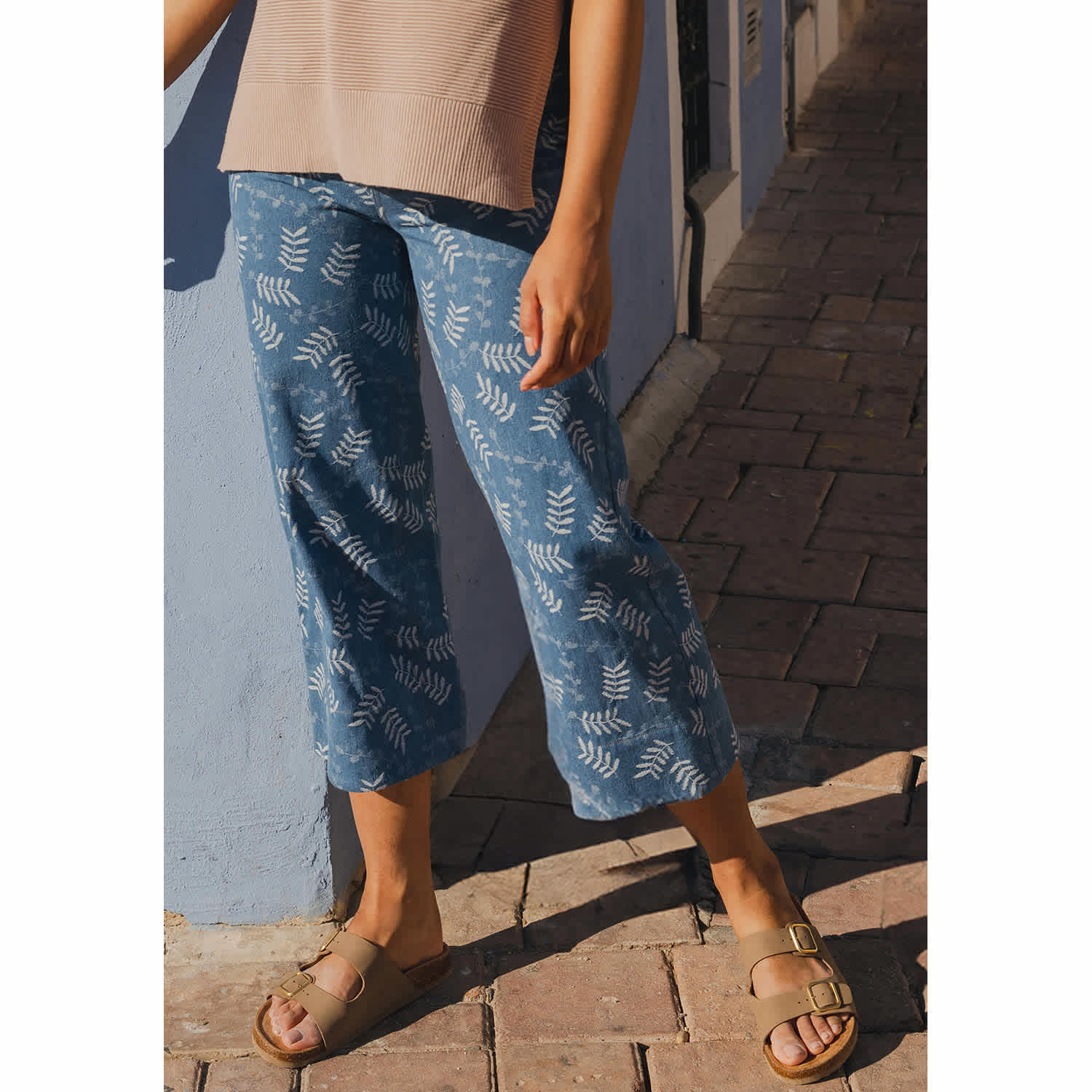 La Mofiel Wave Pattern Denim Wide Pants Wave Pattern Denim Wide 