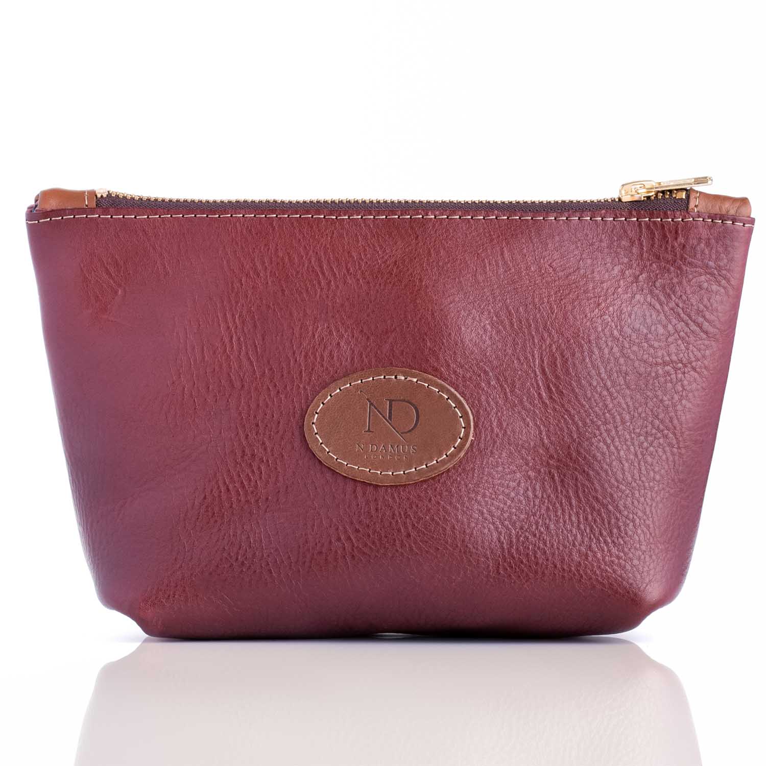 N'damus London Red Altantic Oxblood Leather Toiletry Case In Red