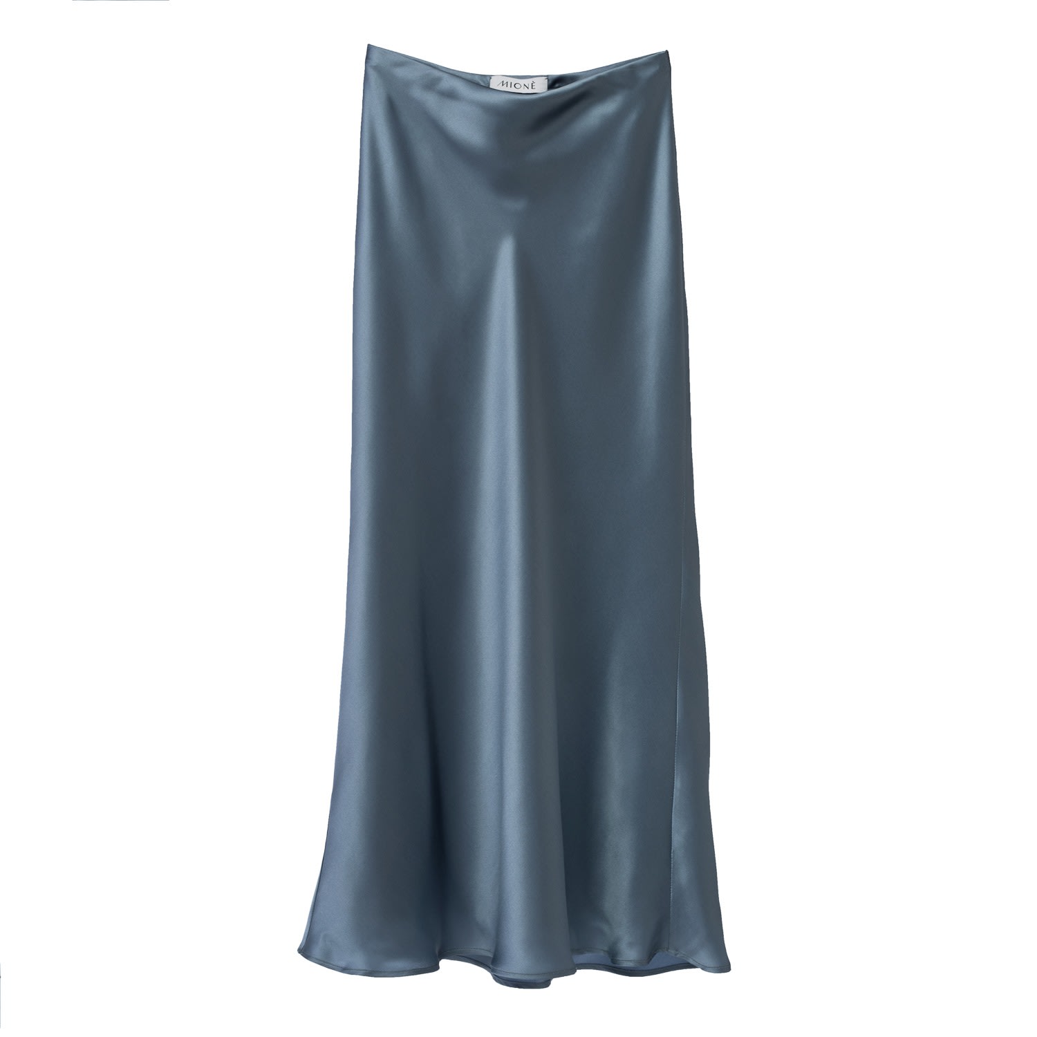 Mionè Women's Grey Silk Midi Skirt With Elastic Waistband In Gray