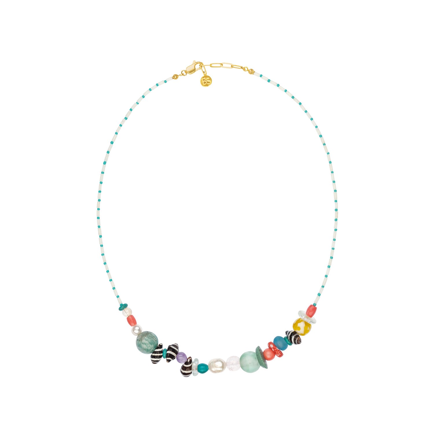 Women’s Gold / Green / White Play With Me Necklace Bonjouk Studio